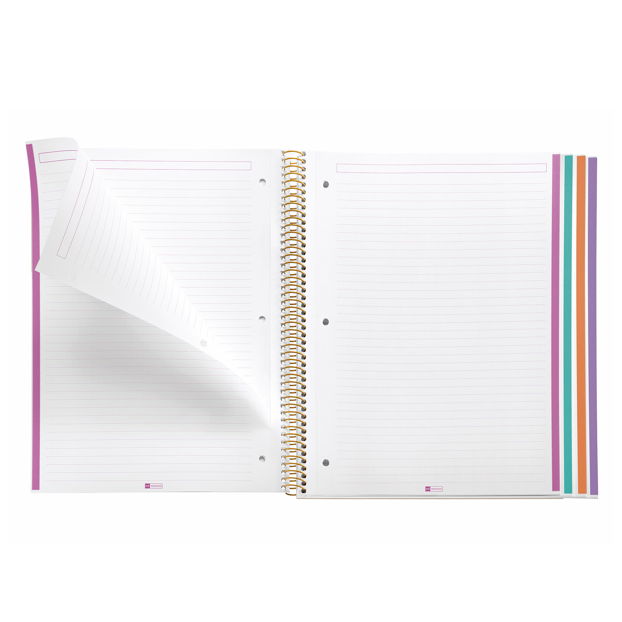 M® MiquelRius Lined 4 Subject Notebook, 11" x 8.5", Cardboard Cover - Tropical Pink Floral