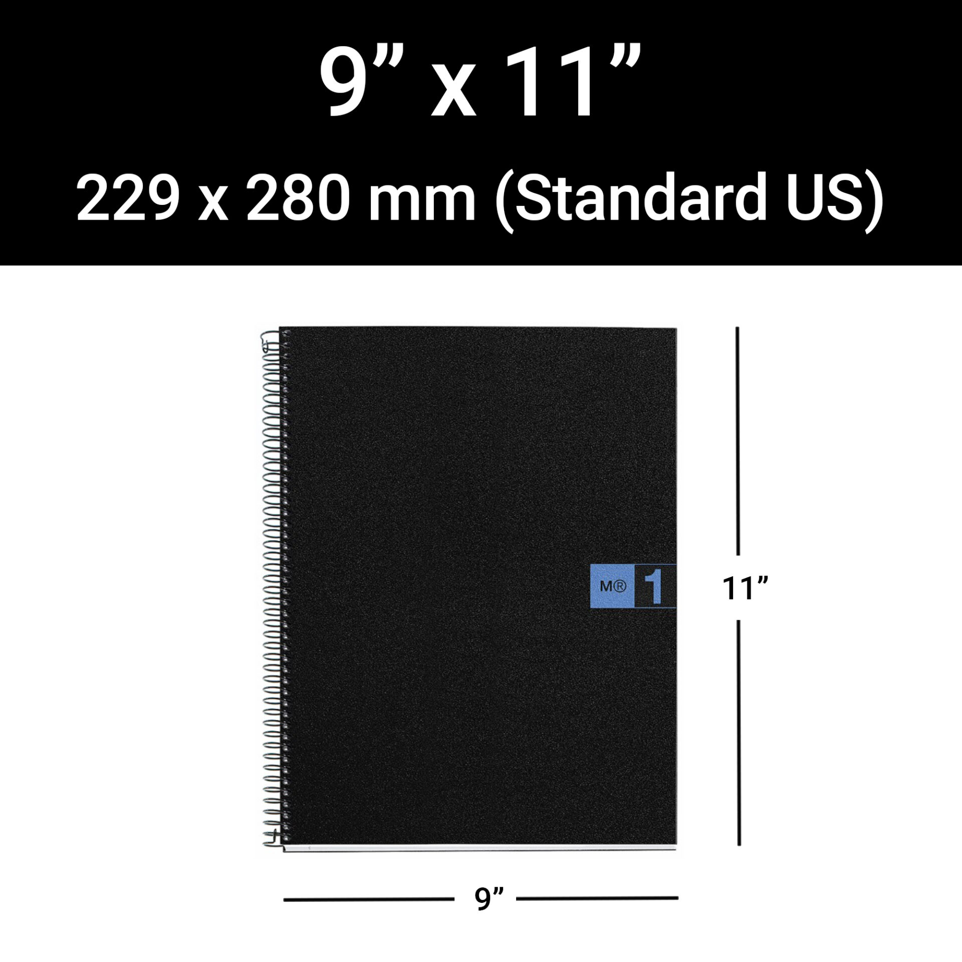 M® MiquelRius Original™ Graph Ruled 1 Subject Notebook, 11" x 8.5", Poly Cover - Black with Blue