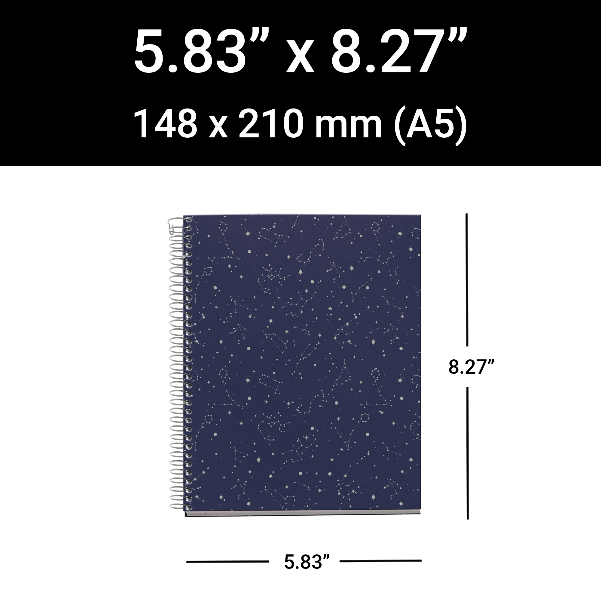 M® MiquelRius  Lined 4 Subject Notebook, A5 (8.27" x 5.83"), Cardboard Cover - Cosmos