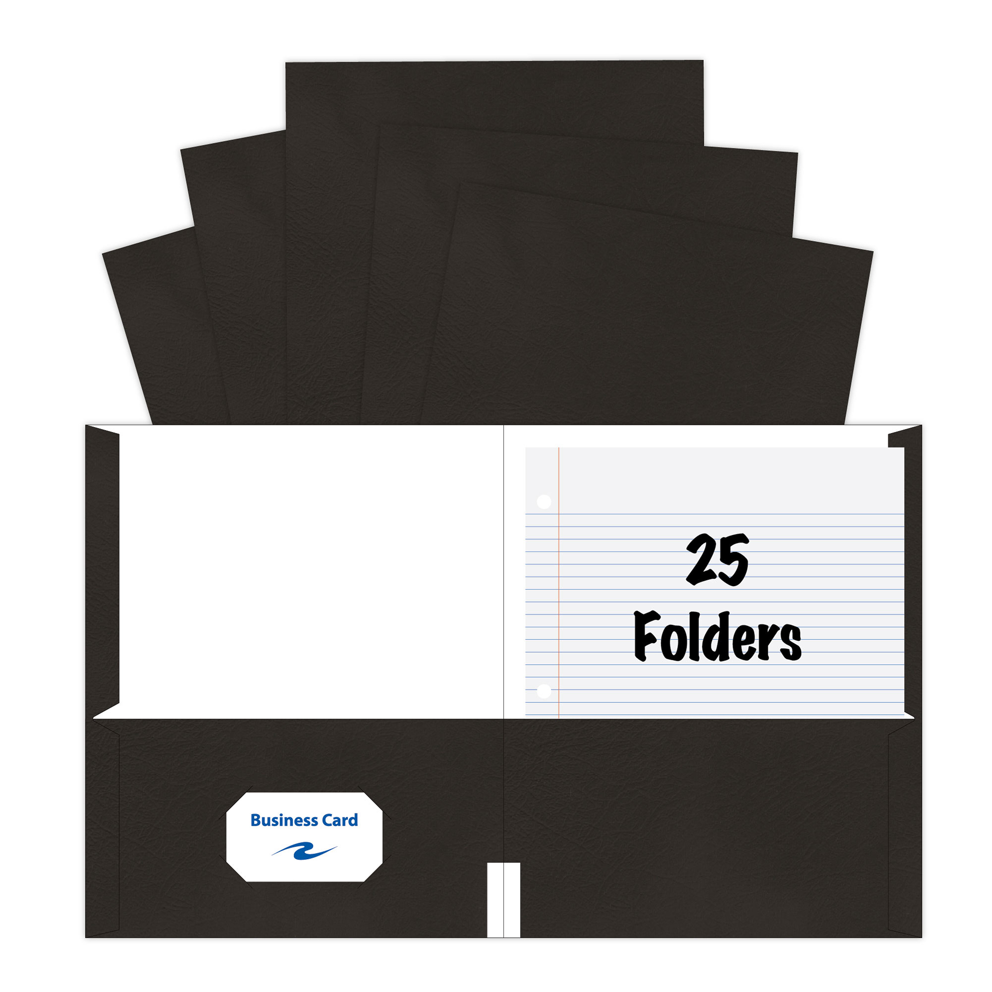 Embossed 2-Pocket Folders, 25 per Box, Black