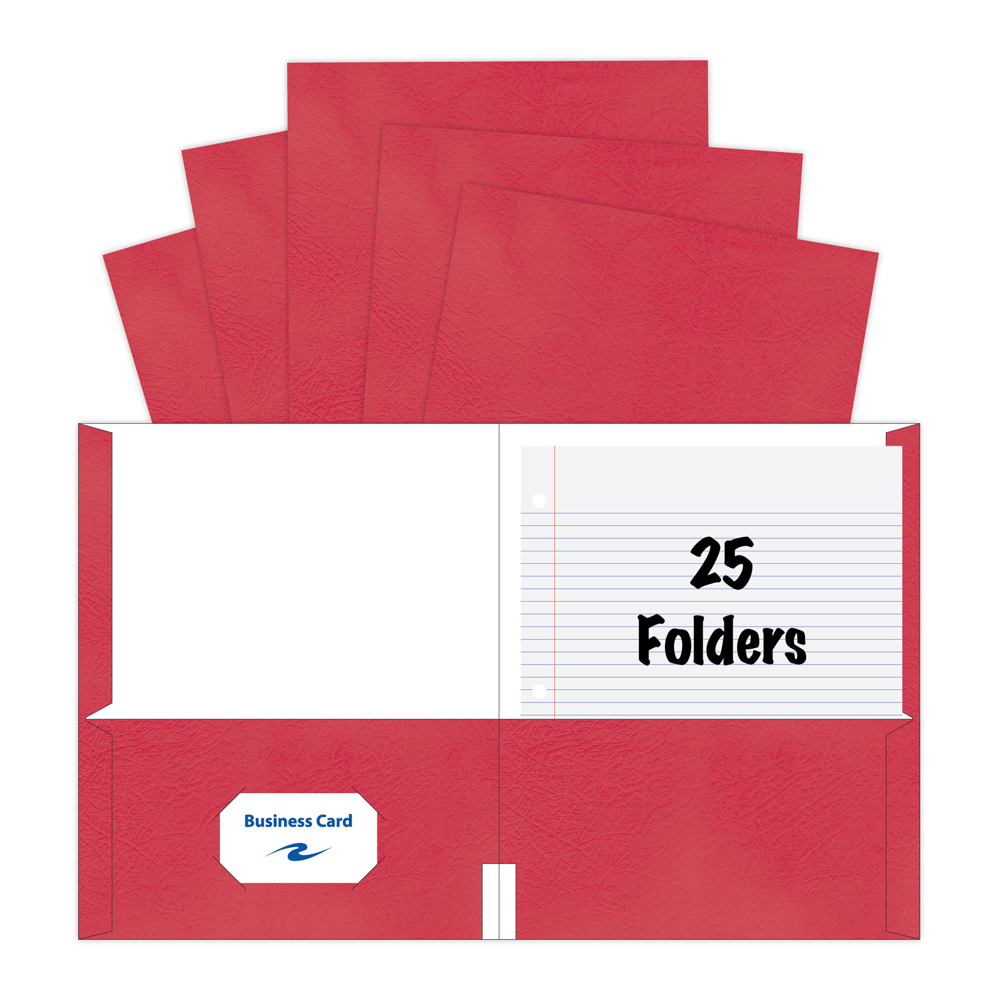 Embossed 2-Pocket Folders, 25 per Box, Red