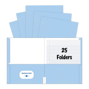 Embossed 2-Pocket Folders, 25 per Box, Light Blue