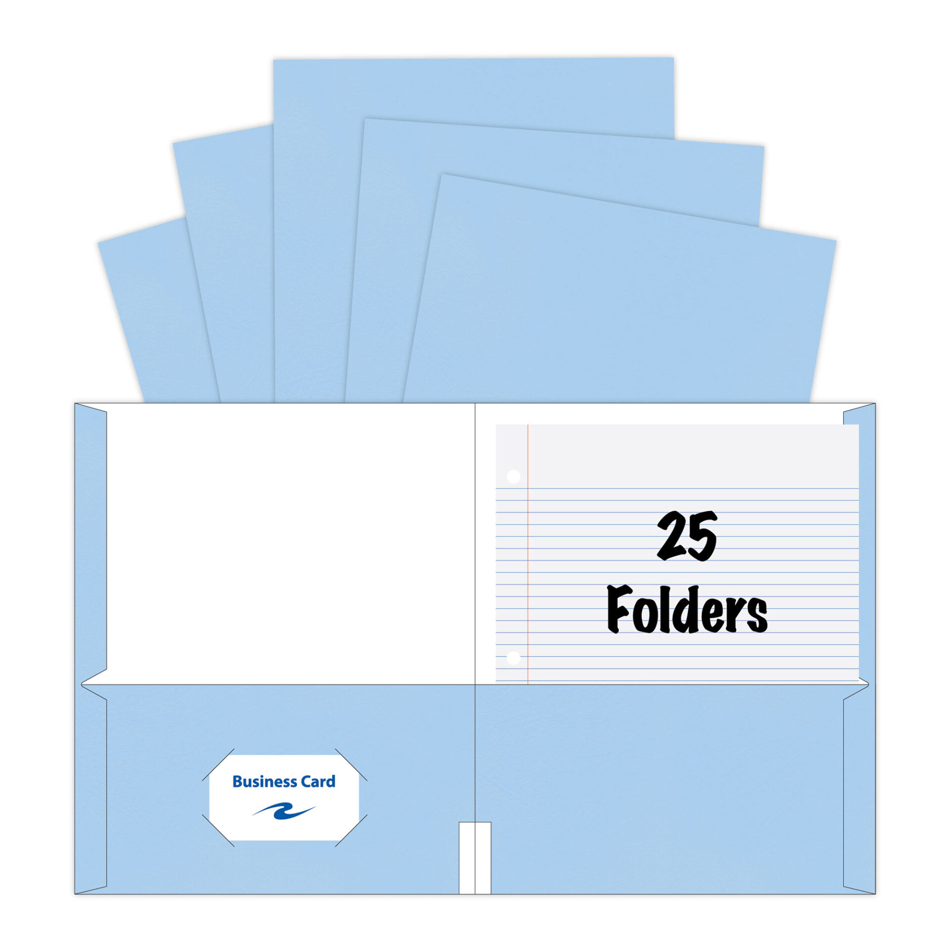 Embossed 2-Pocket Folders, 25 per Box, Light Blue