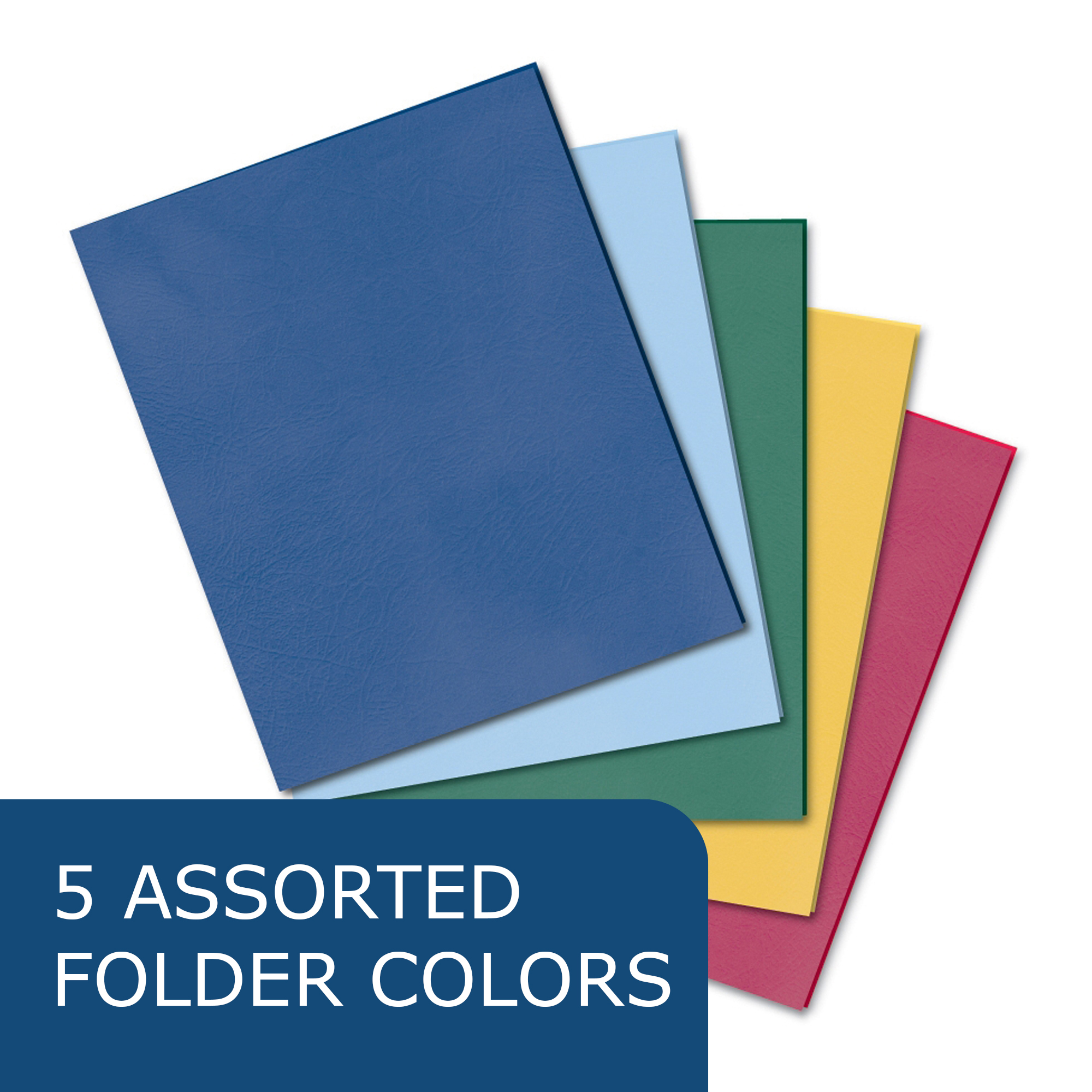 Embossed 2-Pocket Folders, Shelf Display Containing 100 Folders, 11.75" x 9.5", Assorted Colors