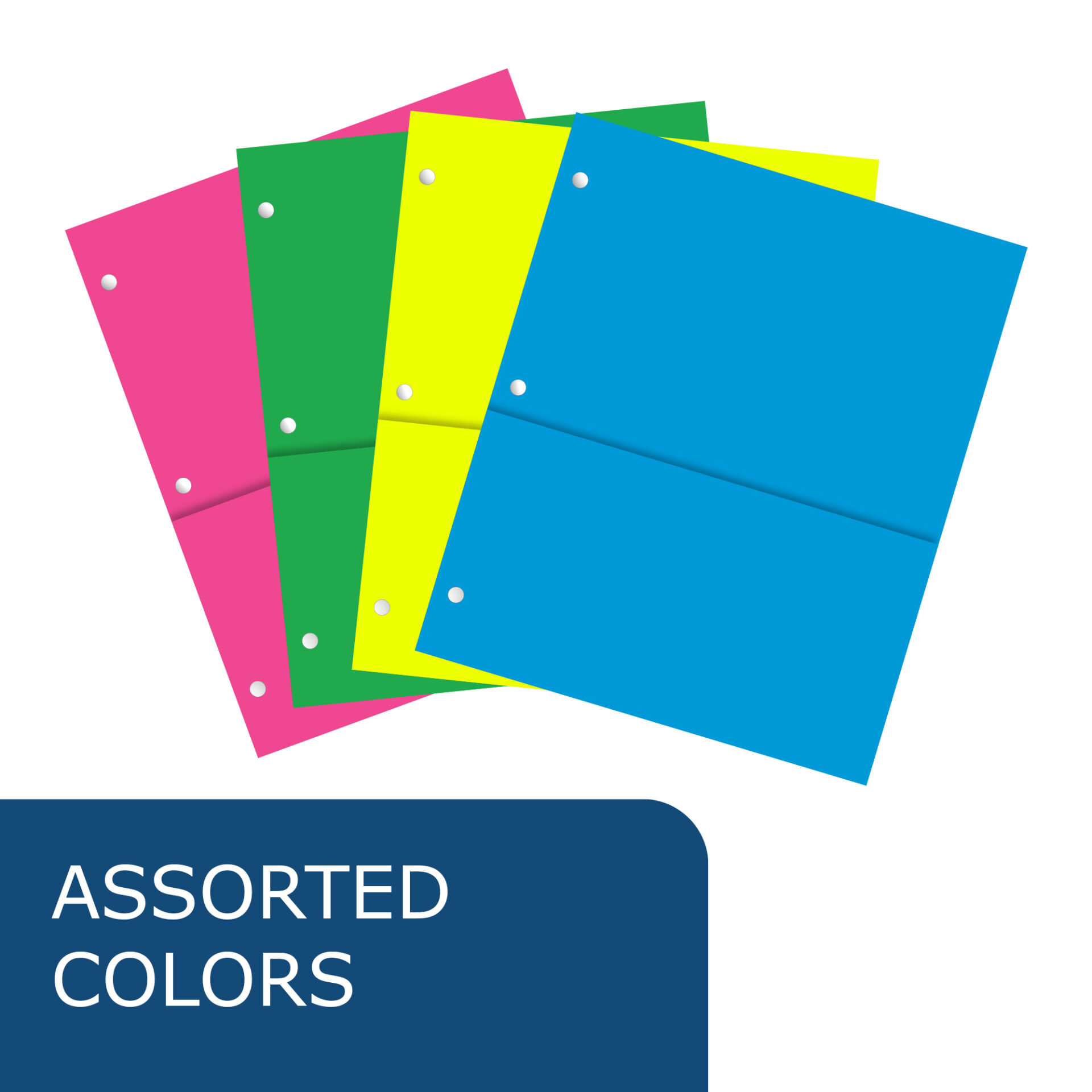 Enviroshades® Recycled Double Pocket Heavyweight Binder Pockets, Assorted Neon Colors
