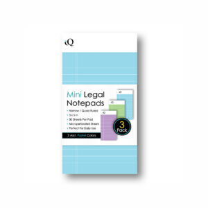 iScholar® Mini Colored Legal Pads, Lined Front, Grid Back for Versatility, Blue, Purple and Green, Pack of 3