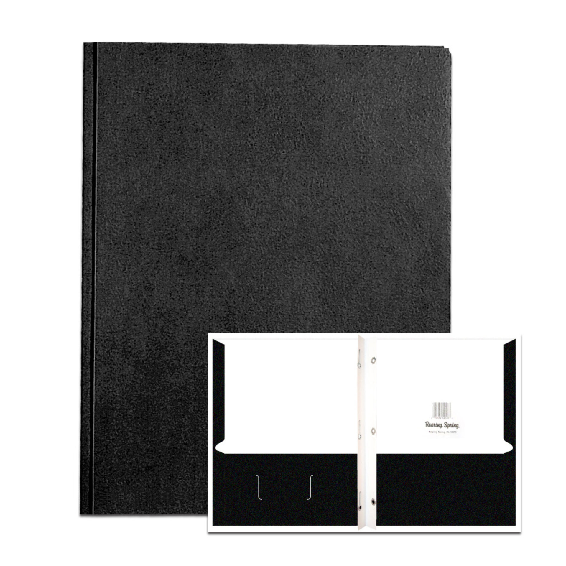 Embossed 3-Prong Pocket Folders, 25 per box, 11.75" x 9.5", Black