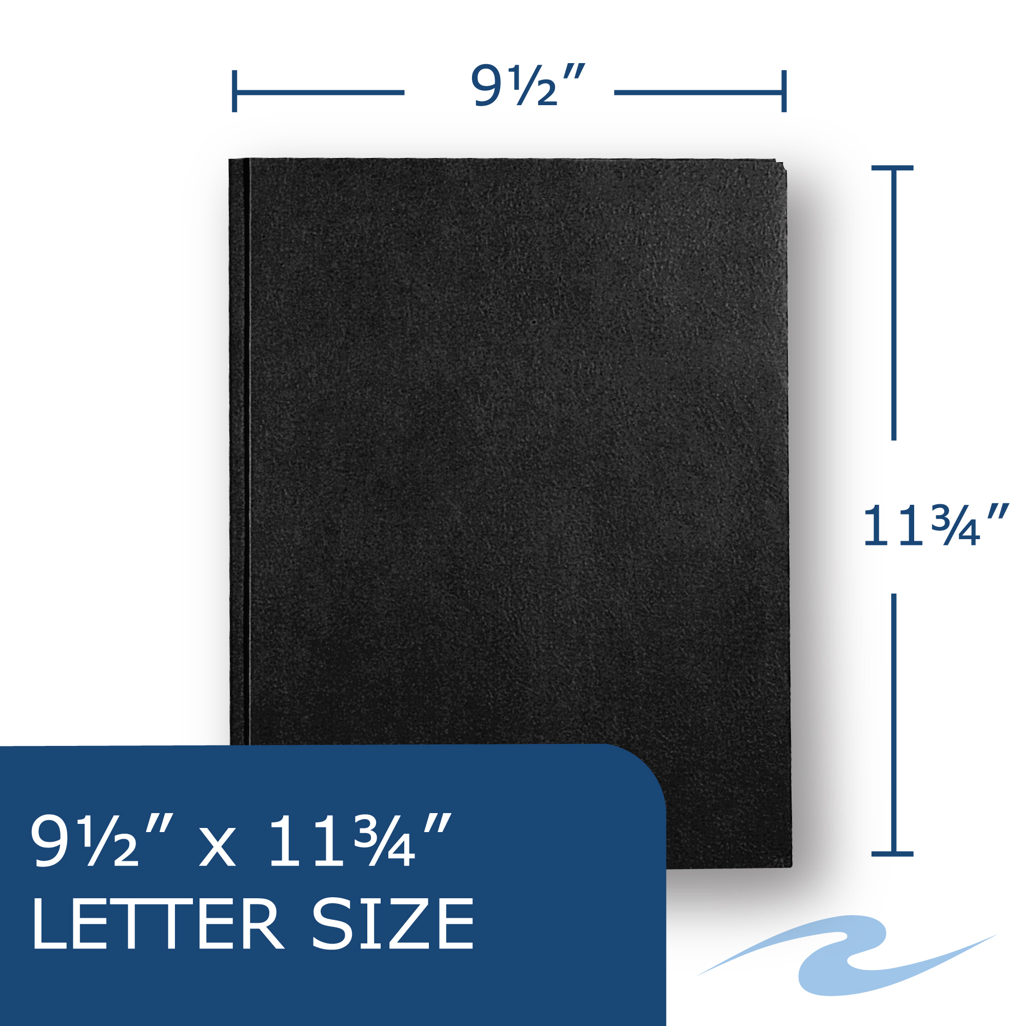 Embossed 3-Prong Pocket Folders, 25 per box, 11.75" x 9.5", Black