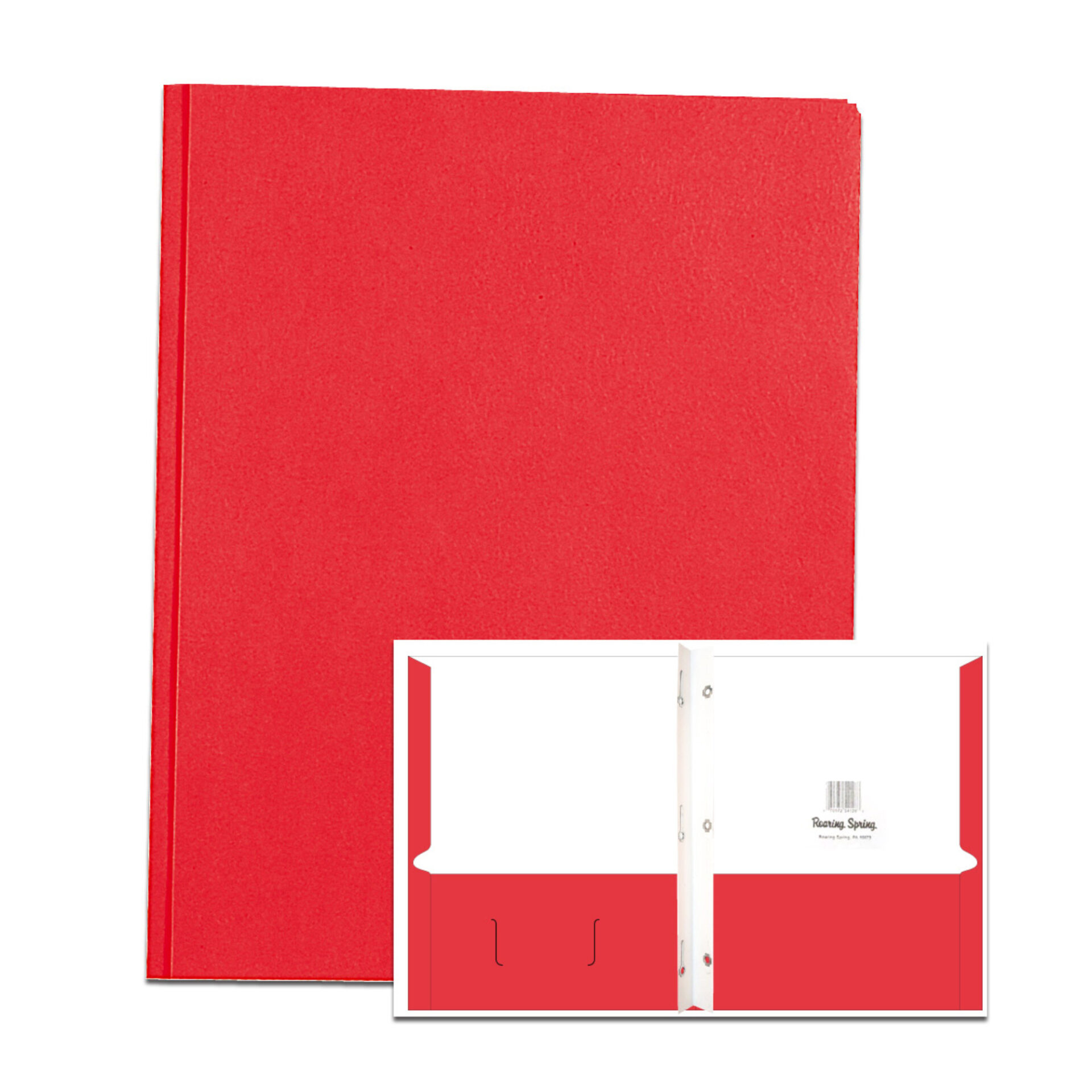 Embossed 3-Prong Pocket Folders, 25 per Box, Red