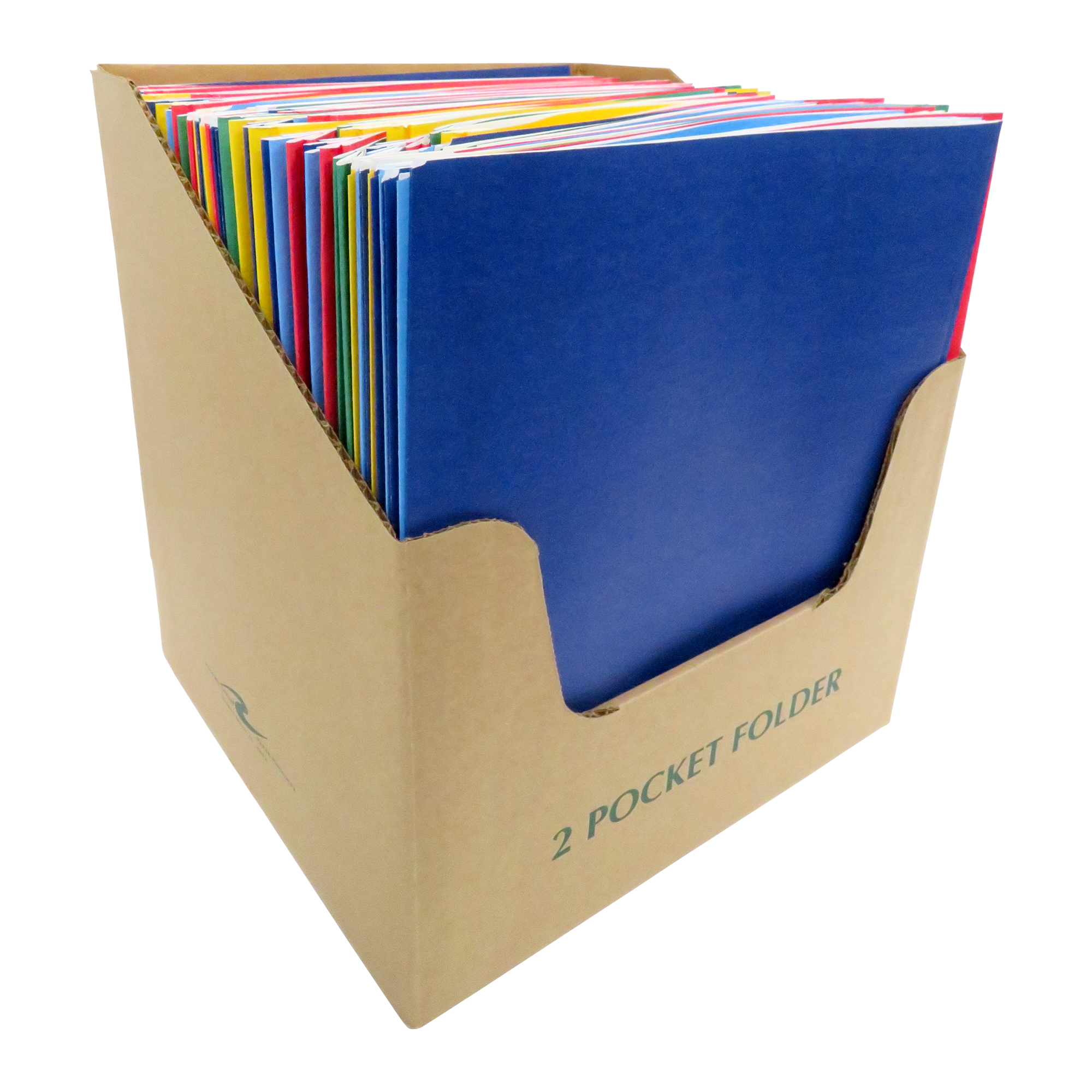 Embossed 3-Prong Pocket Folders, Shelf Display Containing 100 Folders, 11.75" x 9.5", Assorted Colors