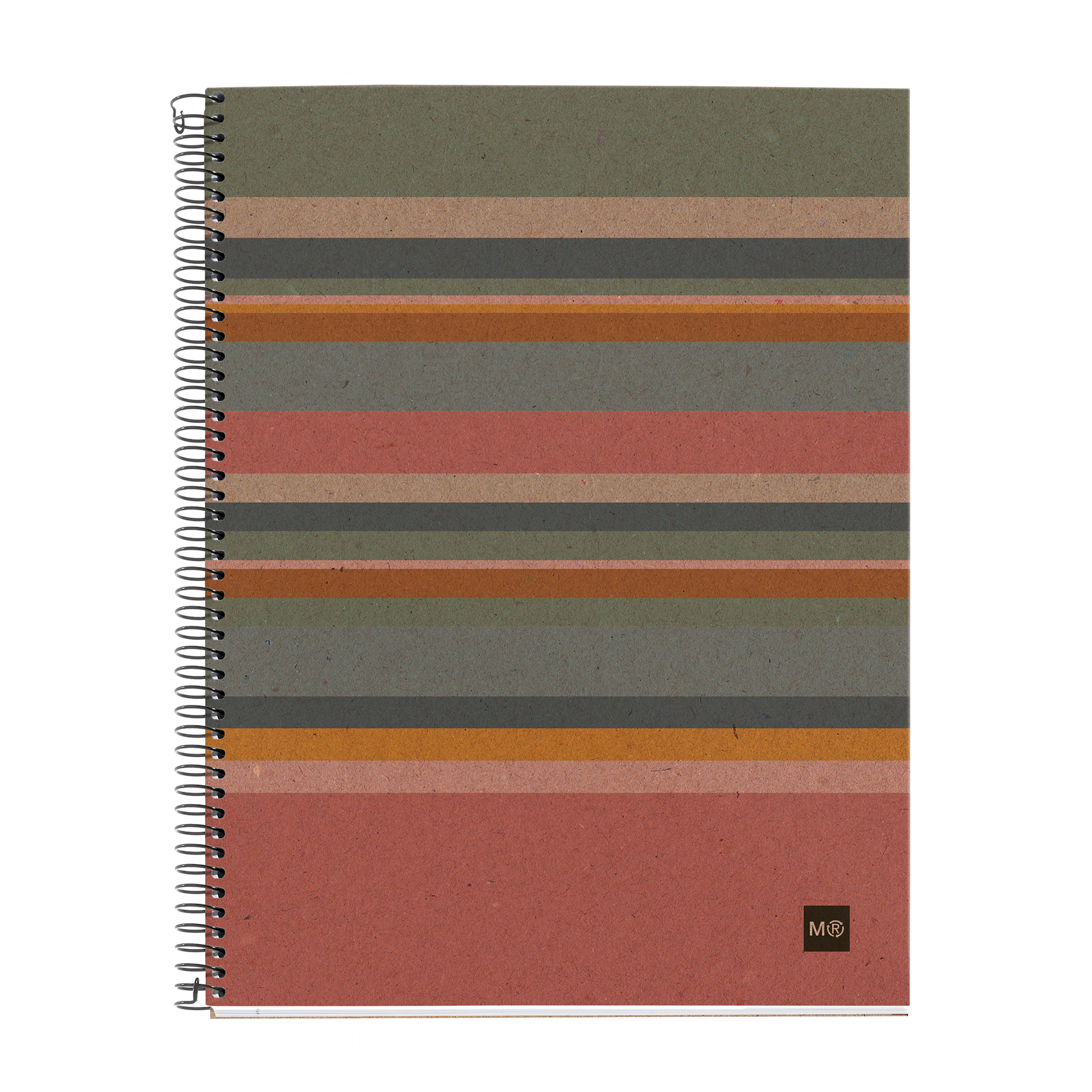 M® MiquelRius Recycled Collection, Lined 4 Subject Notebook, 11" x 8.5", Cardboard Cover - Eco Stripes