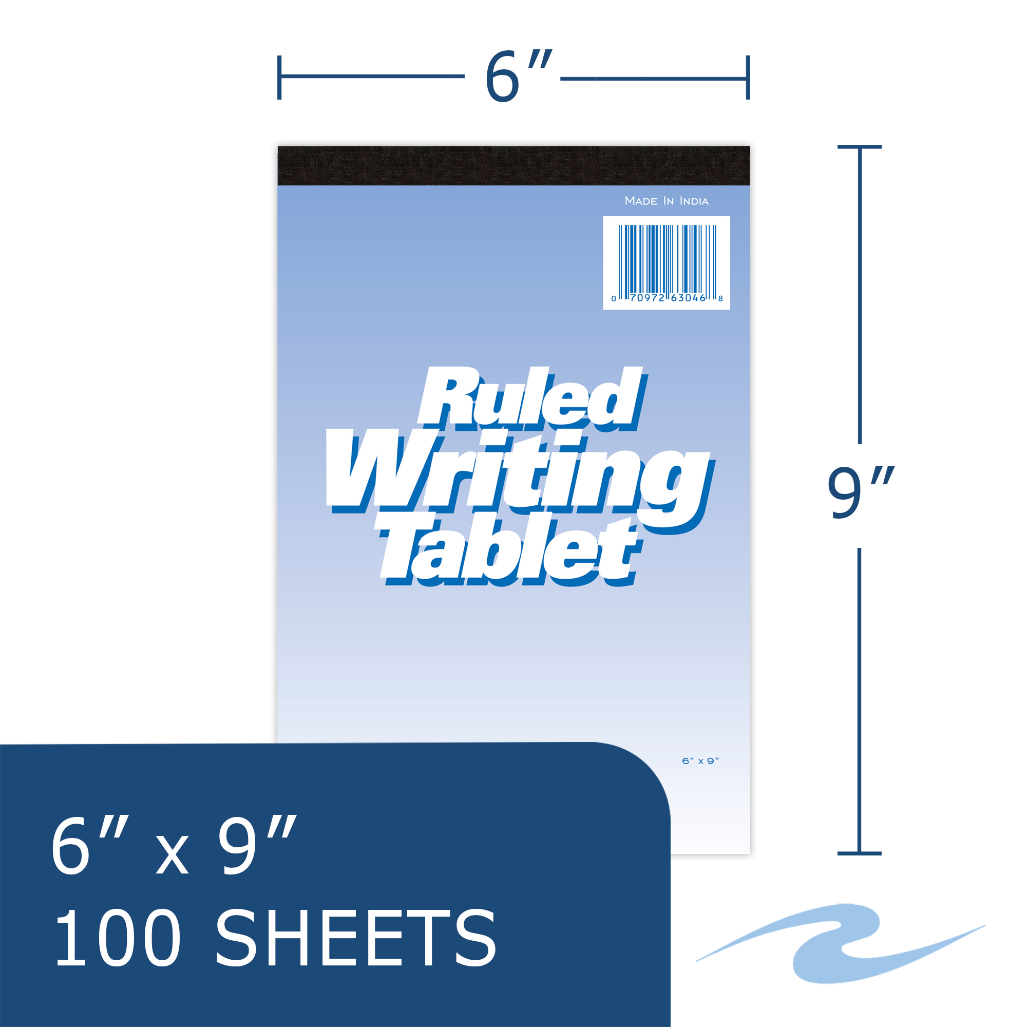 Writing Tablet, Wide Ruled, White Paper
