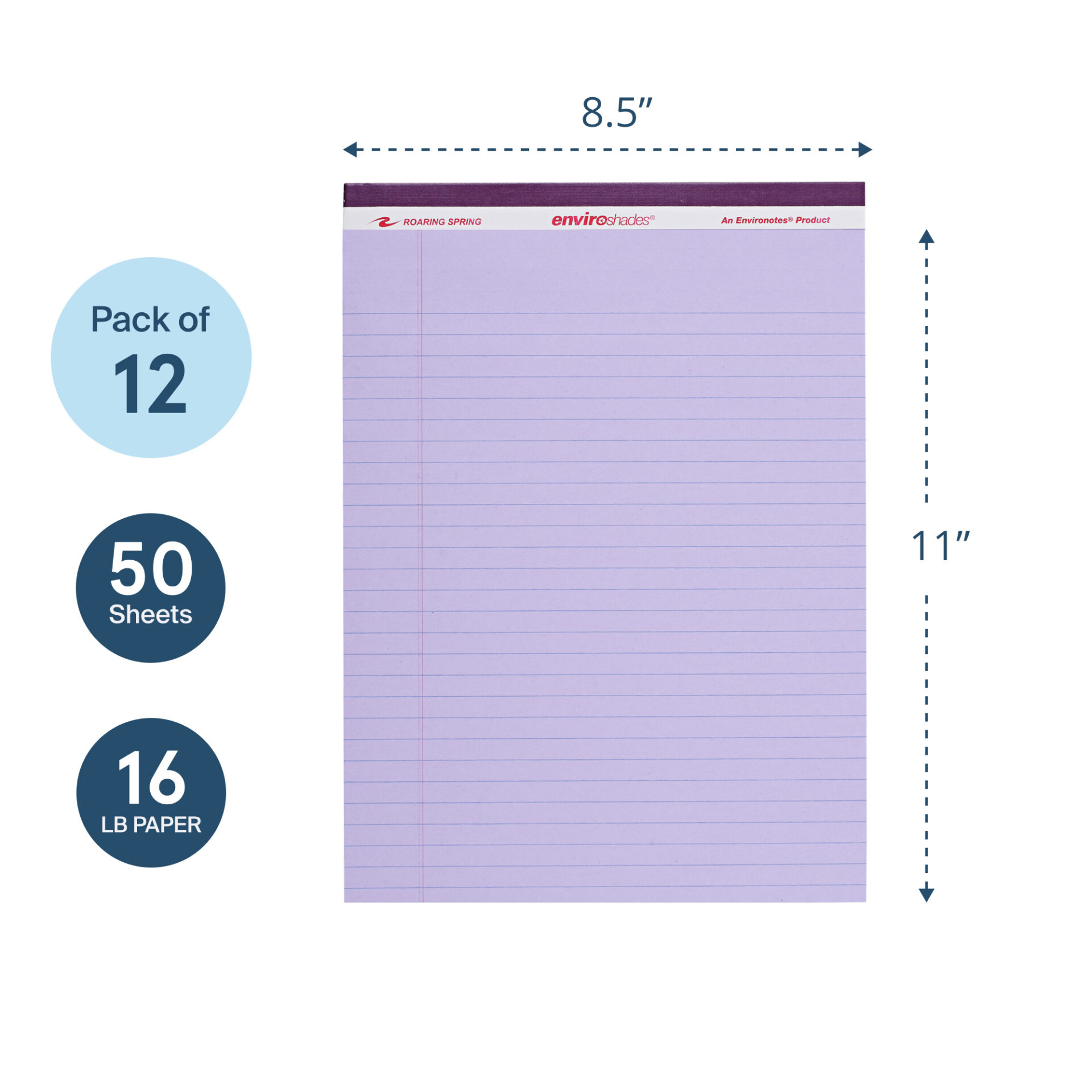 Enviroshades® Recycled Legal Pads, Legal Ruled, Orchid, Pack of 12
