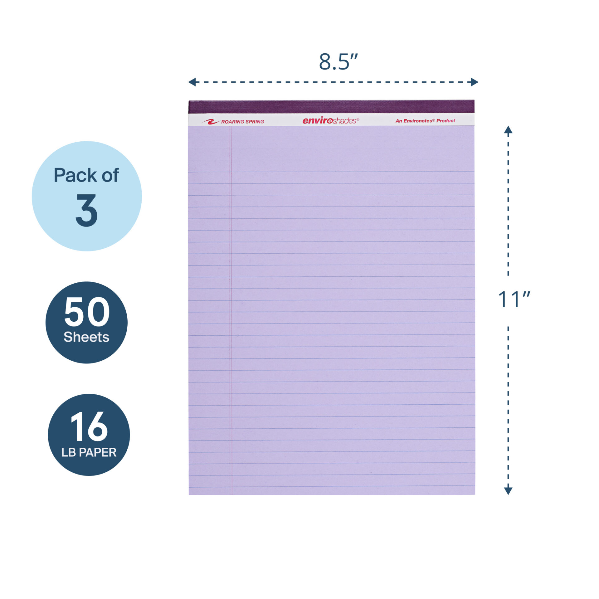 Enviroshades® Recycled Legal Pads, Legal Ruled, Orchid, Pack of 3