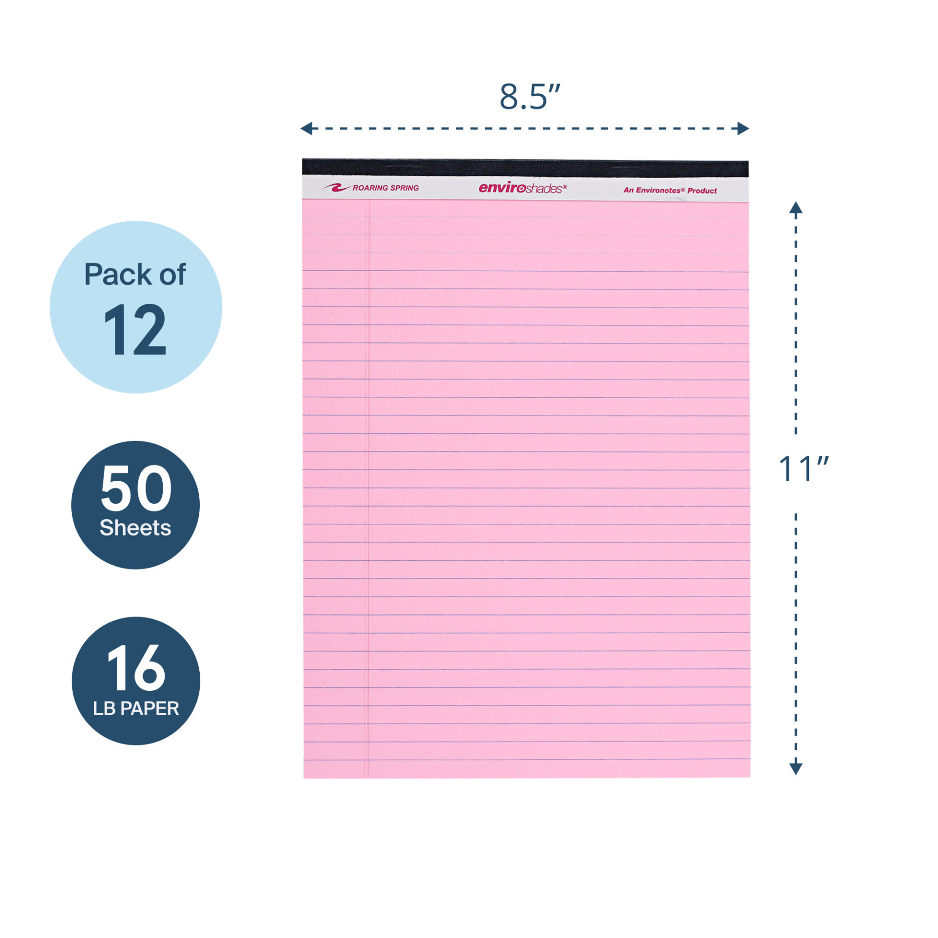 Enviroshades® Recycled Legal Pads, Legal Ruled, Pink, Pack of 12