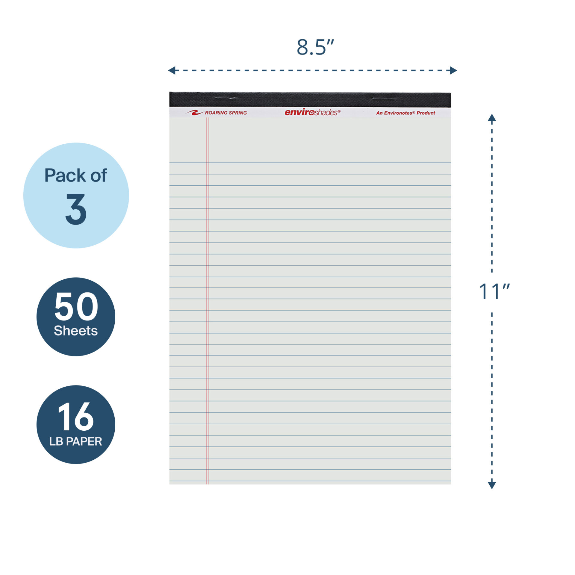 Enviroshades® Recycled Legal Pads, Legal Ruled, Gray, Pack of 3