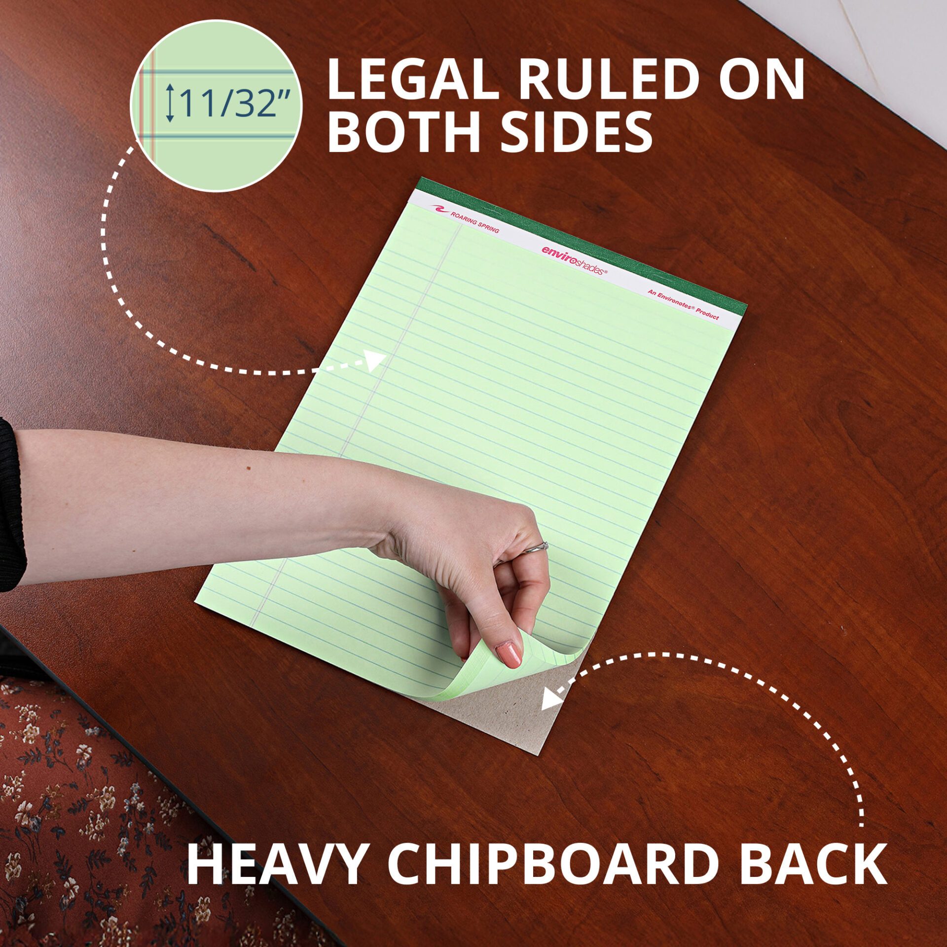 Enviroshades® Recycled Legal Pads, Legal Ruled, Green, Pack of 3