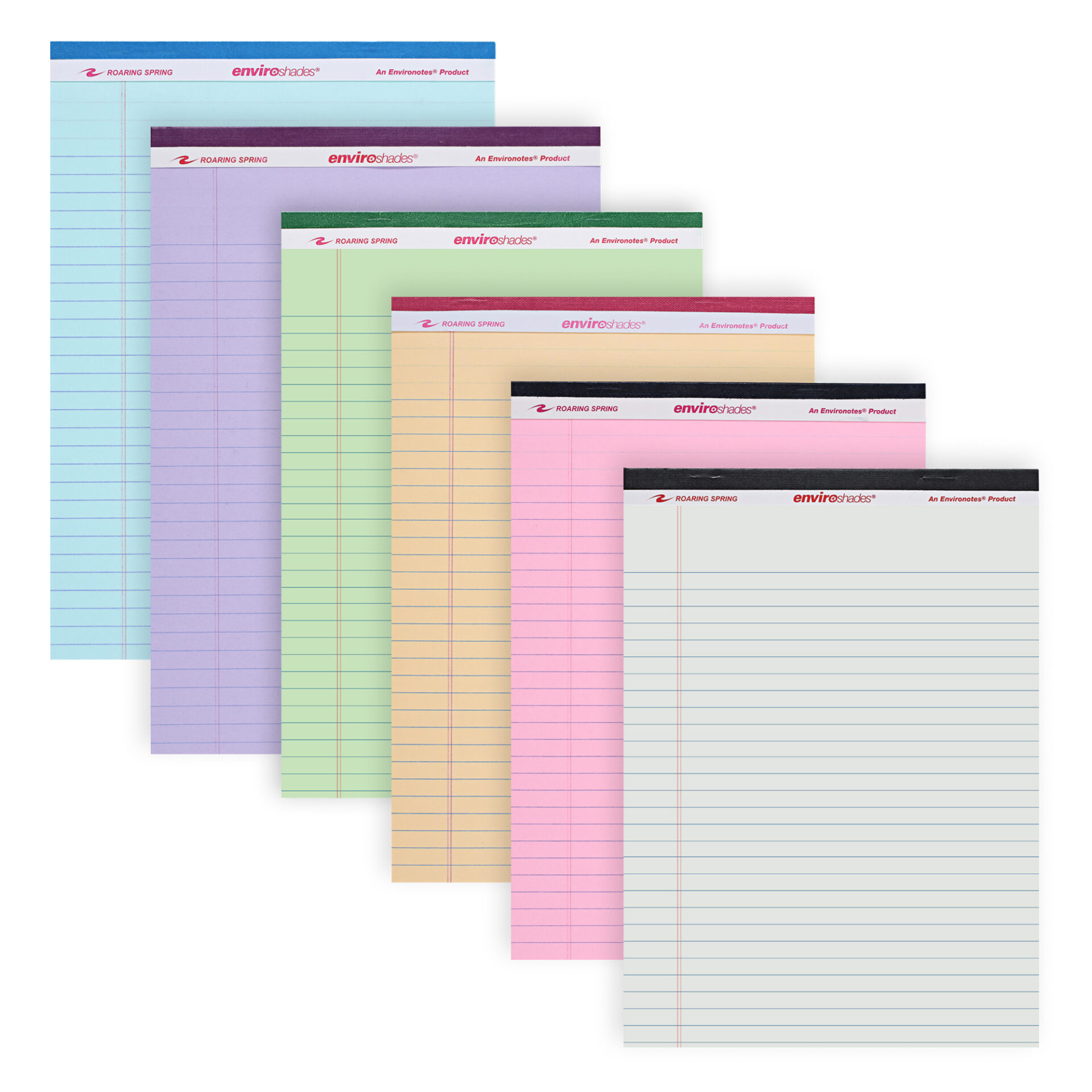 Enviroshades® Recycled Legal Pads, Legal Ruled, Assorted Colors, Pack of 6