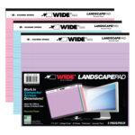 Wide® Recycled Landscape Legal Pads, College Ruled with Margin, Assorted Colors, Pack of 3