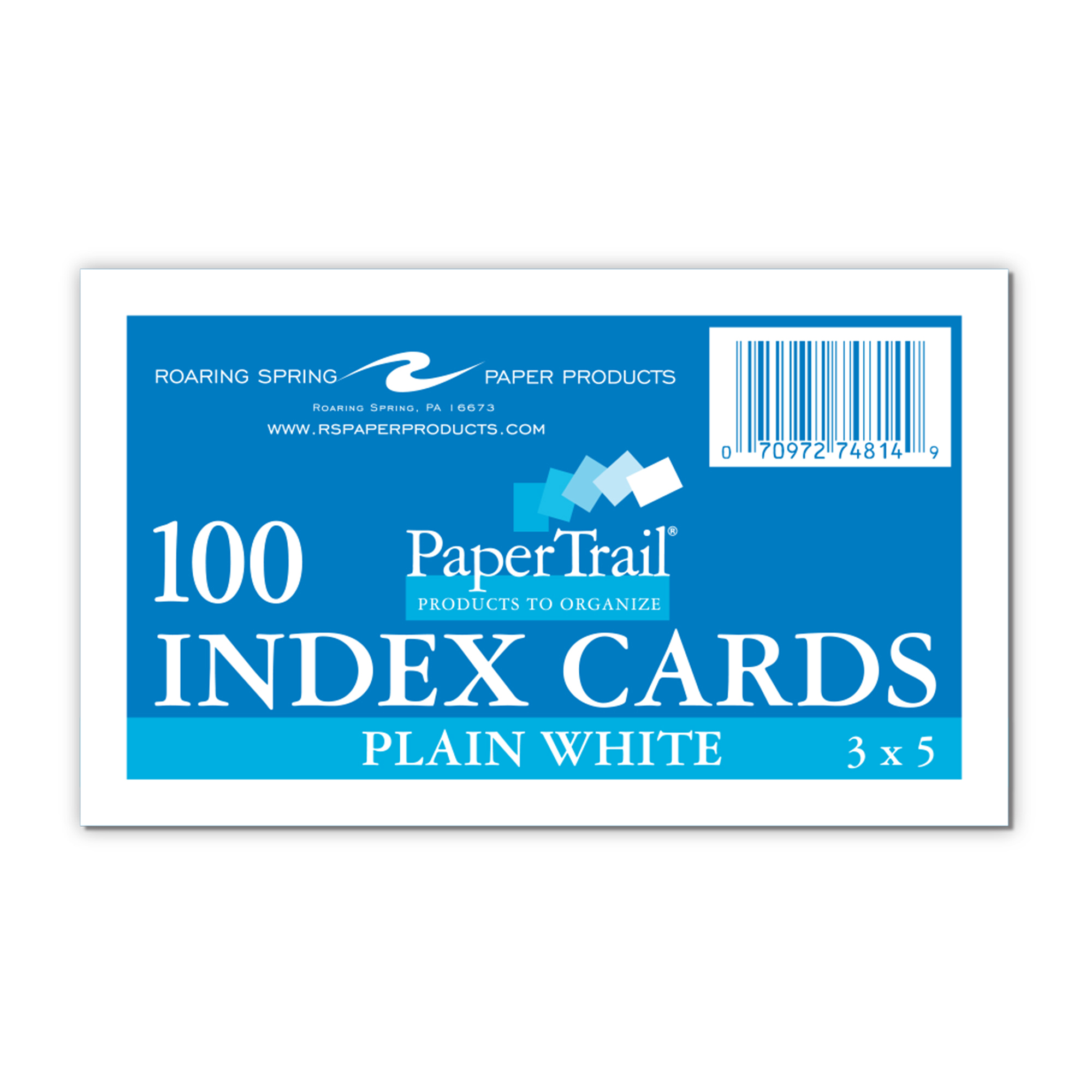 PaperTrail® 3" x 5" Index Cards, Unruled, 100 Count