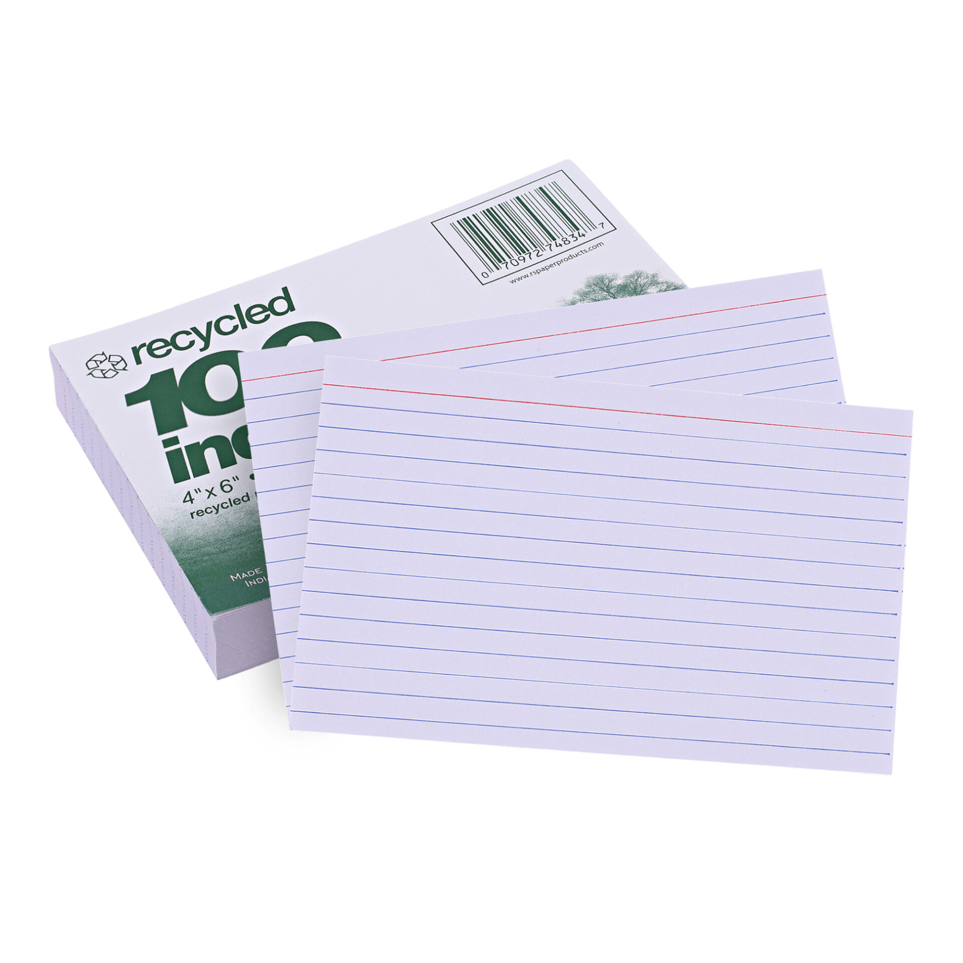 Environotes® Recycled Index Cards, 4" x 6",  Ruled, 100 Count