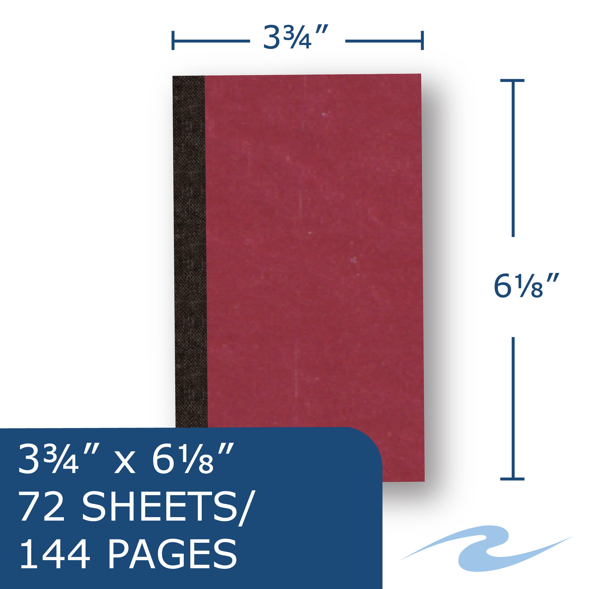 Sewn Memo Book, Narrow Ruled, Red Pressboard Cover