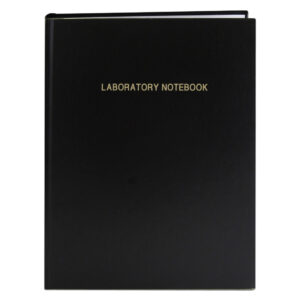 Lab Book with Numbered Pages, 4x4 Grid Ruled, Center Sewn Case Binding, Black Laminate Cover