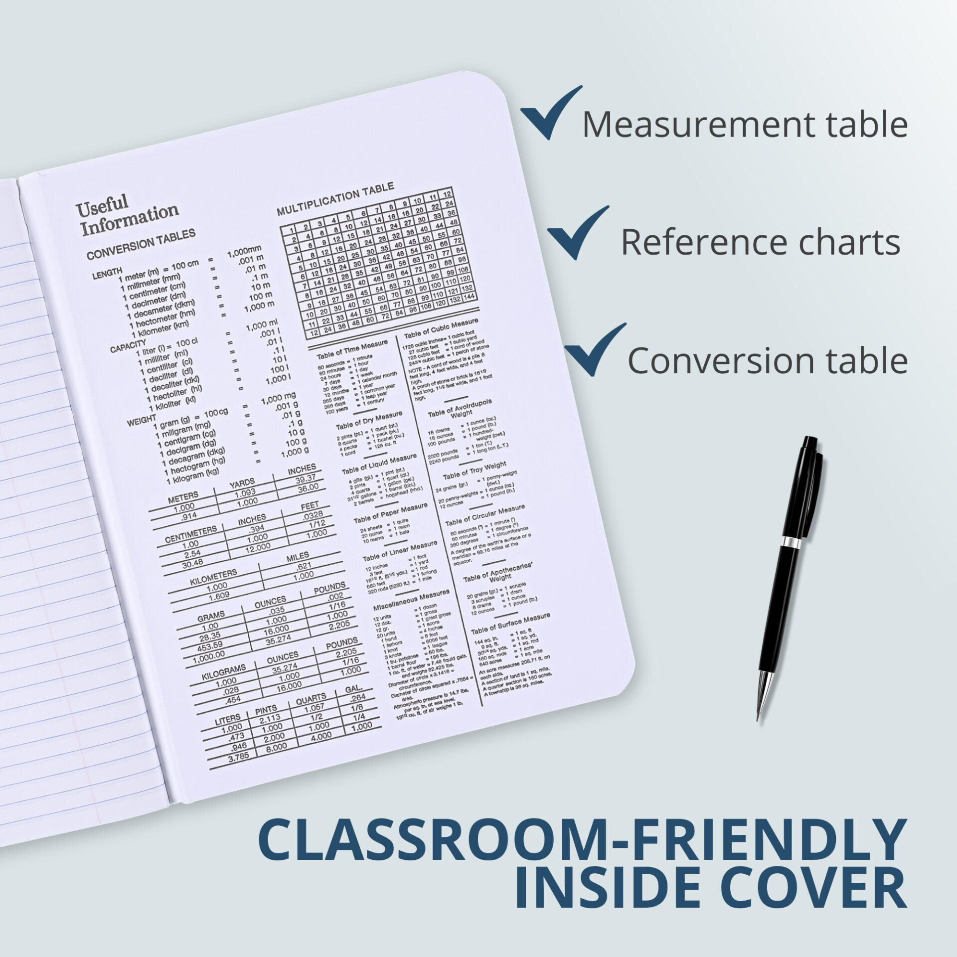 Hard Cover Composition Book, College Ruled, 80 Sheets/160 Pages, Black Marble Cover