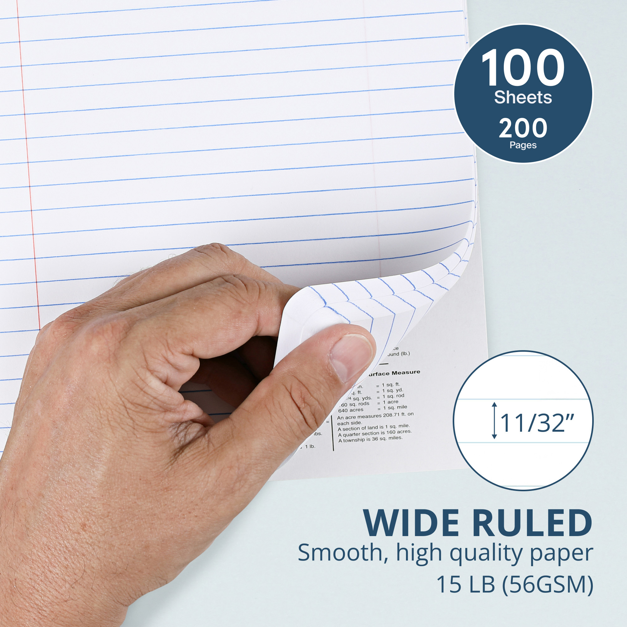 Hard Cover Composition Book, Wide Ruled, 100 Sheets/200 Pages, Assorted Marble Covers