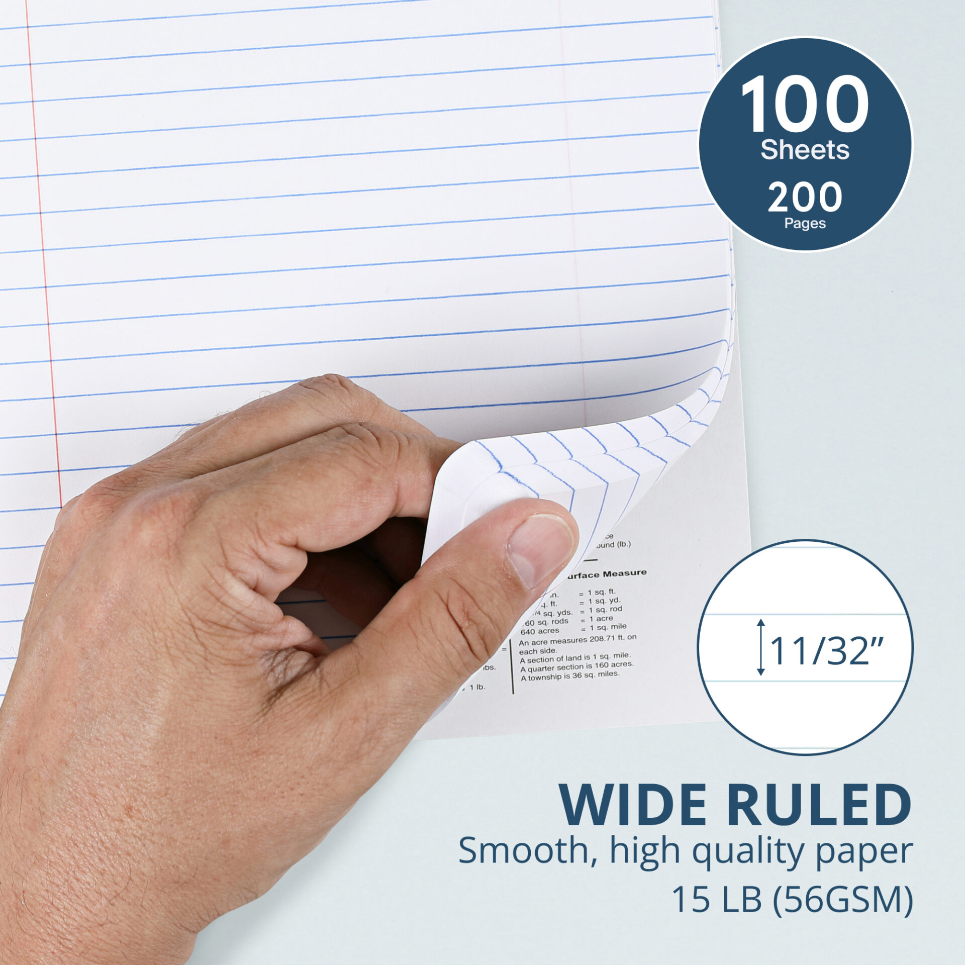 Hard Cover Composition Book, Wide Ruled, 100 Sheets/200 Pages, Assorted Marble Covers