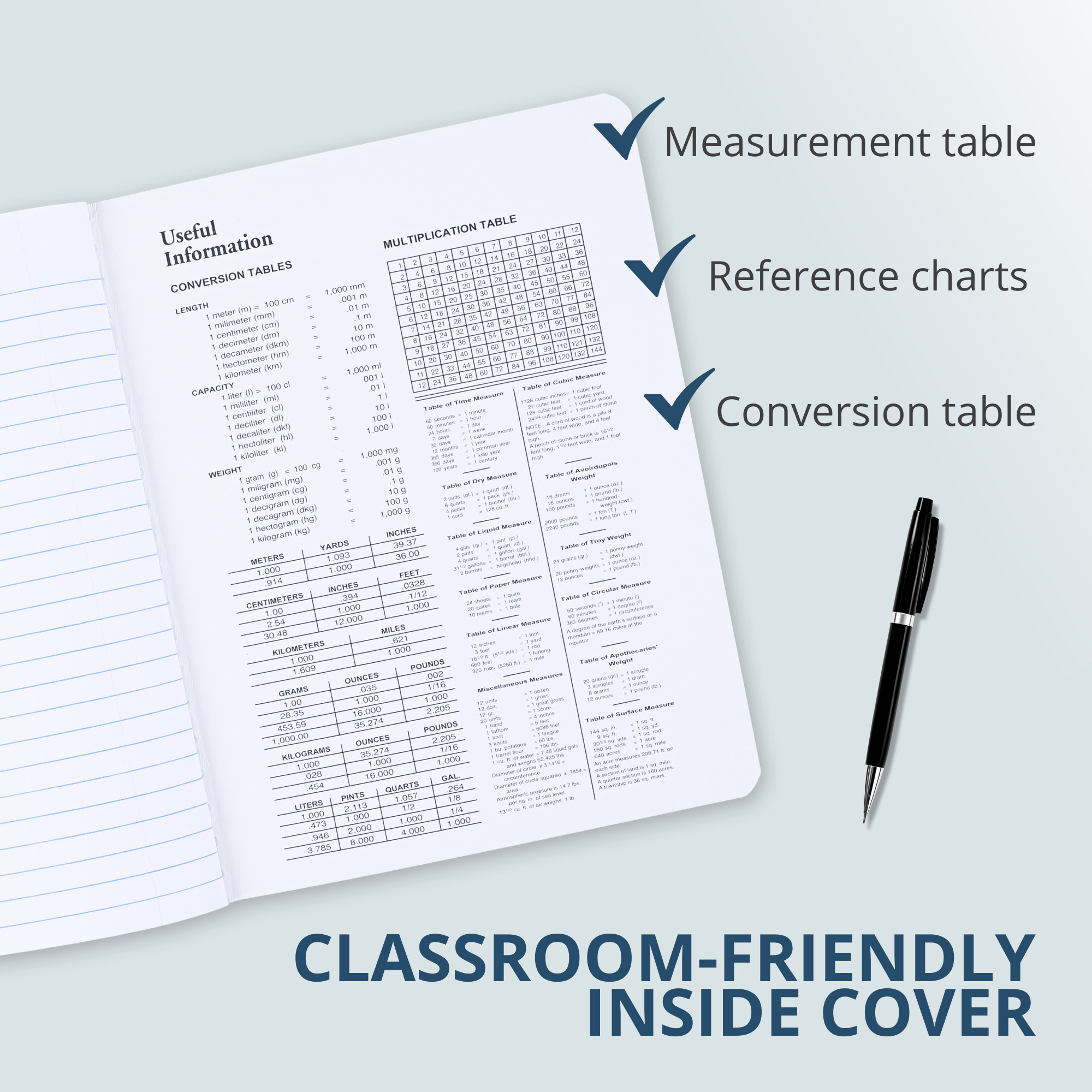 Hard Cover Composition Book, Wide Ruled, 100 Sheets/200 Pages, Assorted Marble Covers