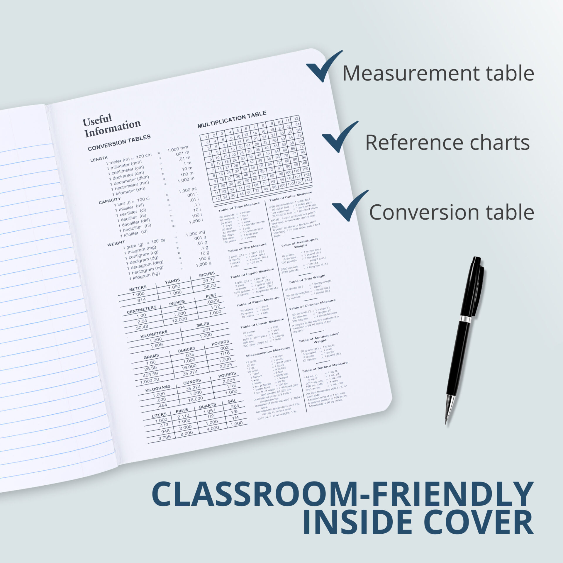 Hard Cover Composition Book, Wide Ruled, 100 Sheets/200 Pages, Assorted Marble Covers