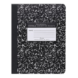Hard Cover Composition Book, Unruled,  50 Sheets/100 Pages, Black Marble Cover