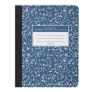 Hard Cover Composition Book, Unruled, 100 Sheets/200 Pages, Blue Marble Cover