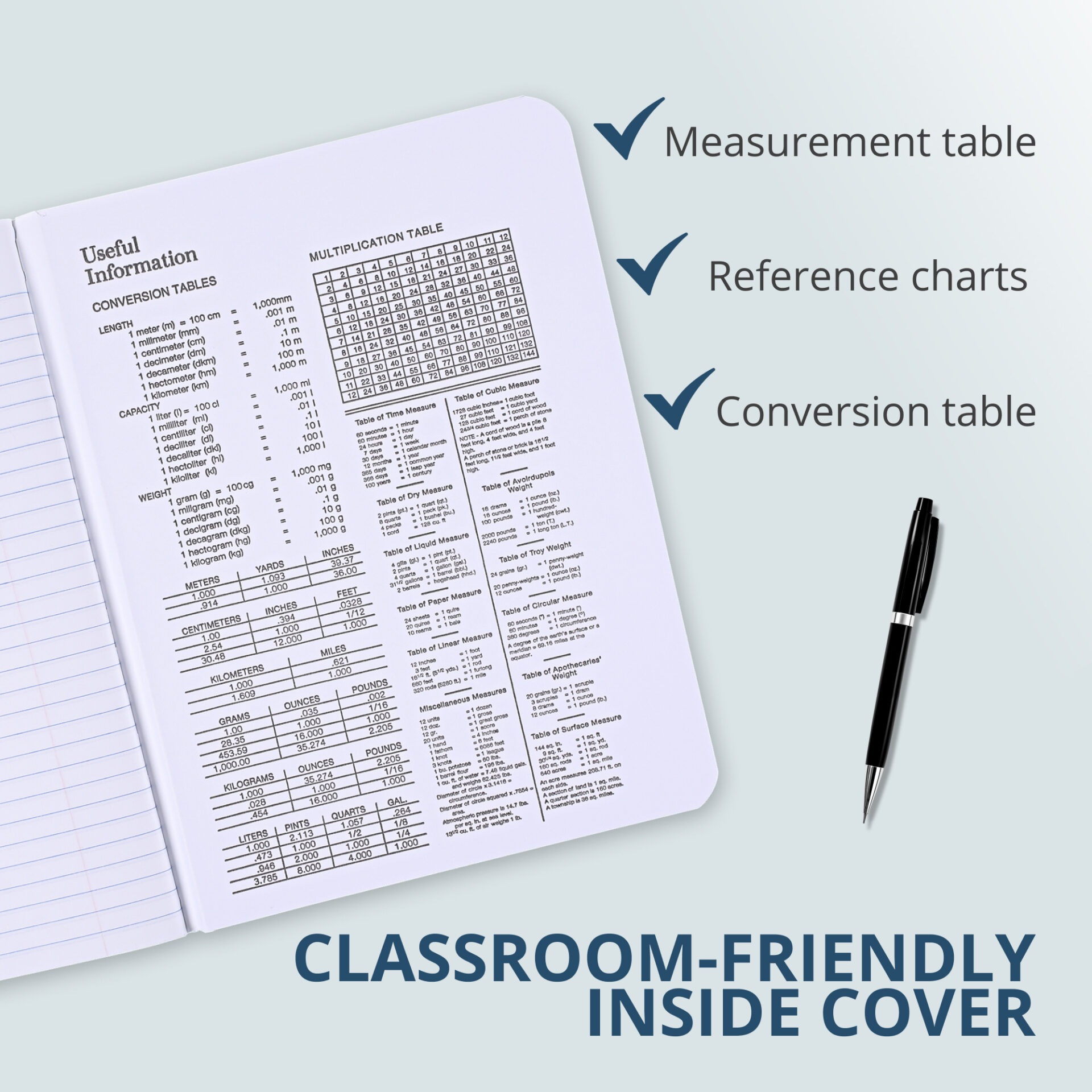 Hard Cover Composition Book, College Ruled, 100 Sheets/200 Pages, Black Marble Cover