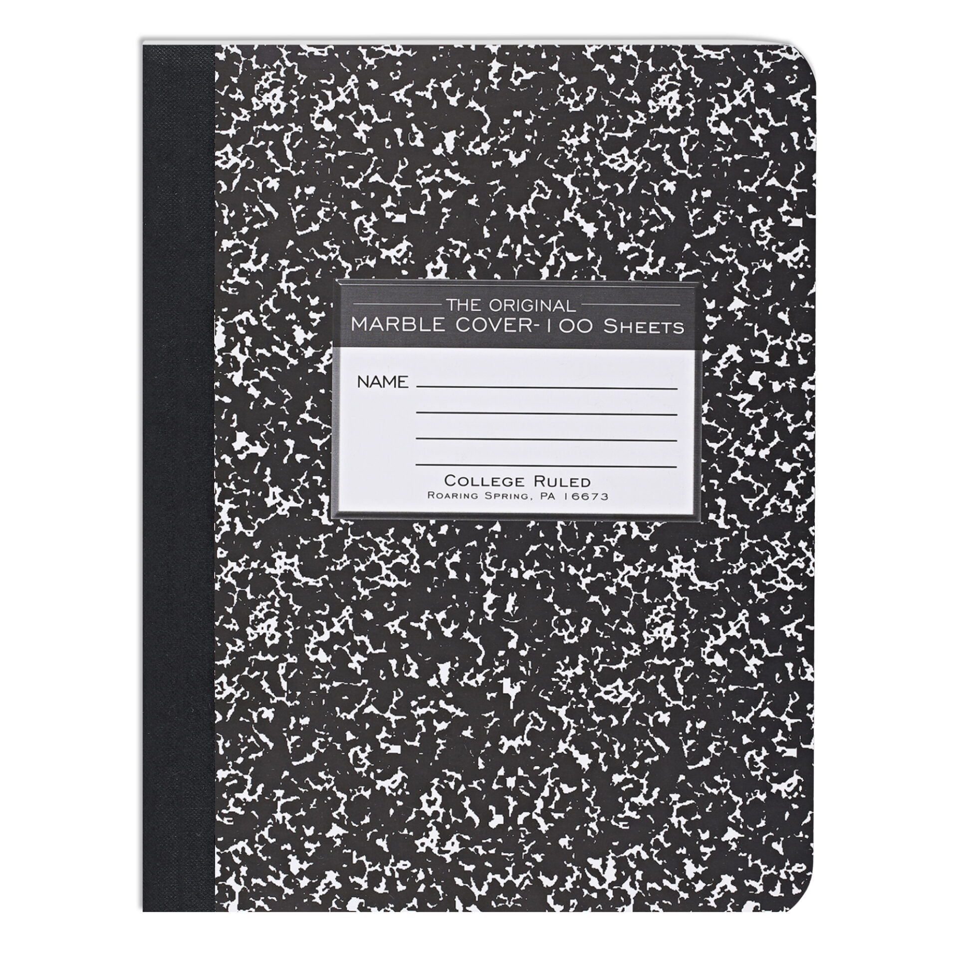 Hard Cover Composition Book, College Ruled, 100 Sheets/200 Pages, Black Marble Cover
