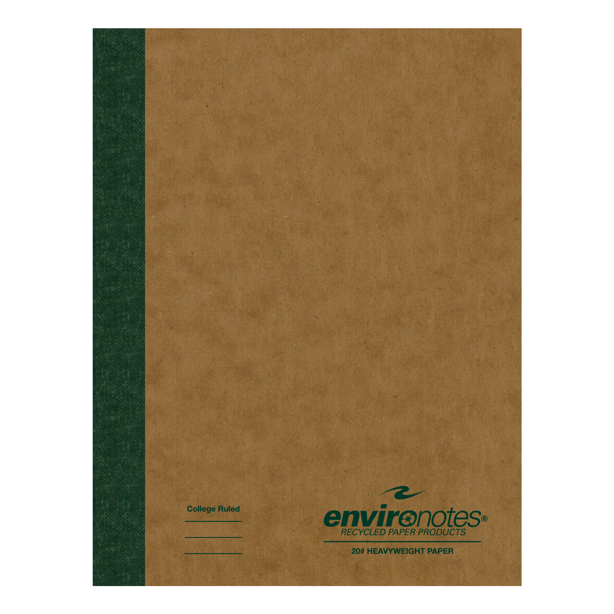 Environotes® Recycled Composition Book, College Ruled, 20 lb. paper, 60 Sheets/120 Pages, Recycled Brown Cover
