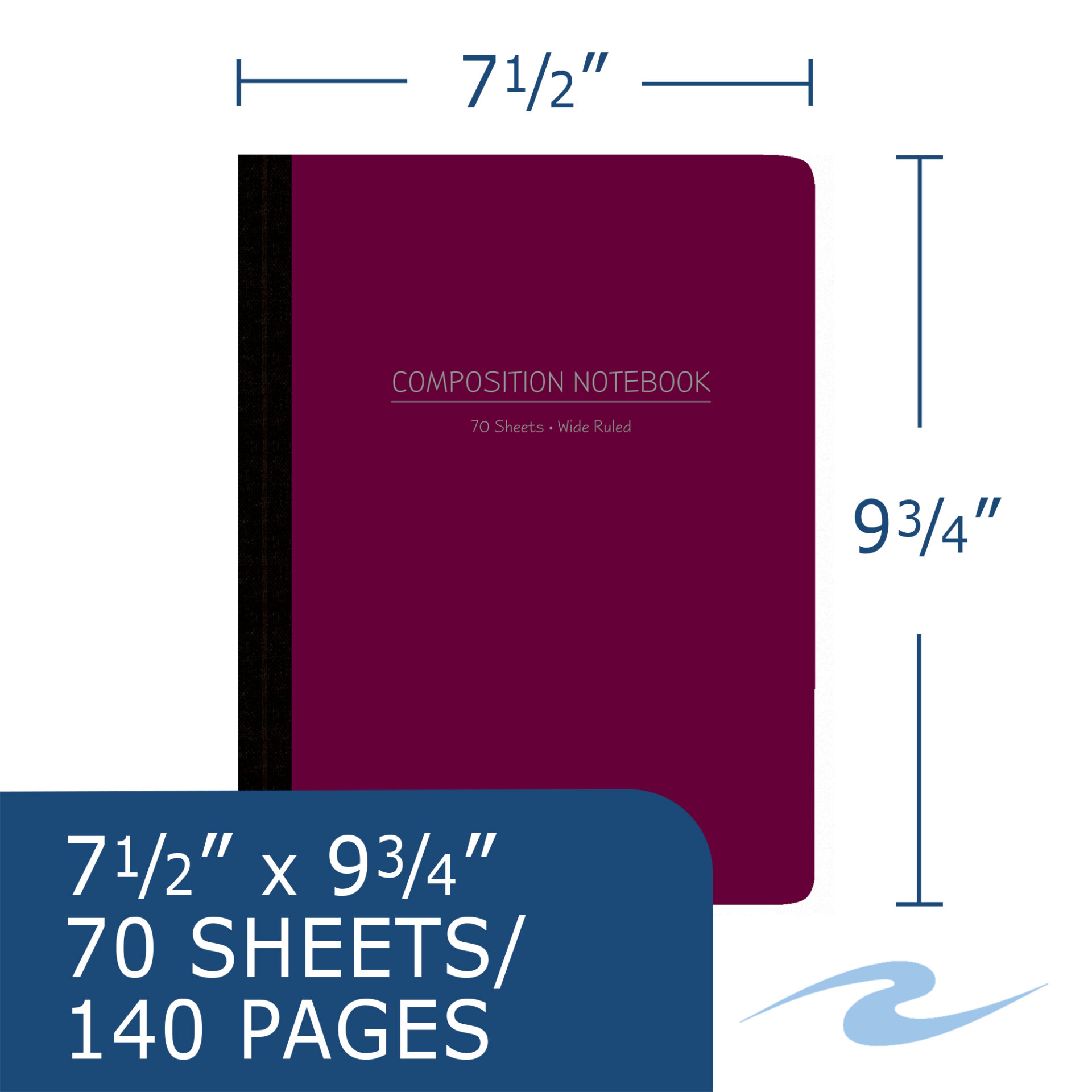 Flexible Poly Cover Composition Book, Wide Ruled, 70 Sheets/140 Pages, Assorted Jewel Tone Covers