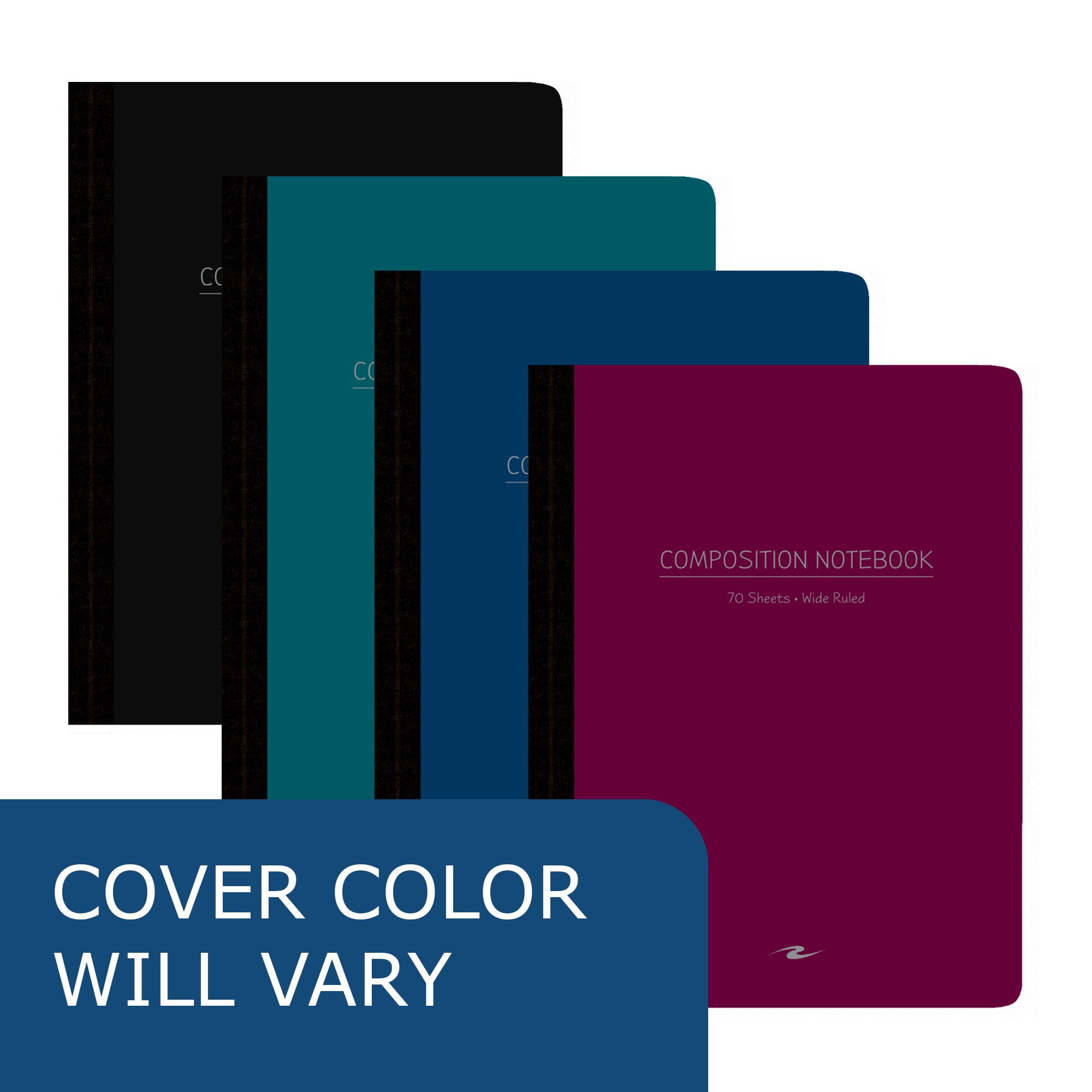 Flexible Poly Cover Composition Book, Wide Ruled, 70 Sheets/140 Pages, Assorted Jewel Tone Covers
