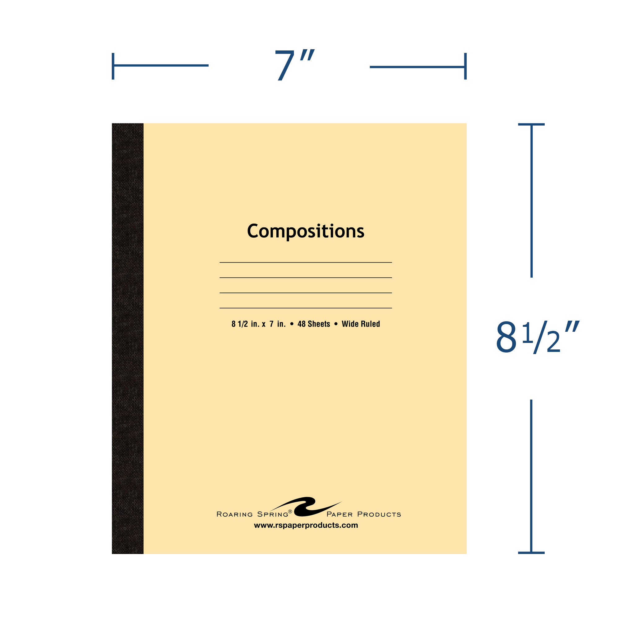 Flexible Cover Composition Book, Wide Ruled, 48 Sheets/96 Pages, Manila Tag Cover