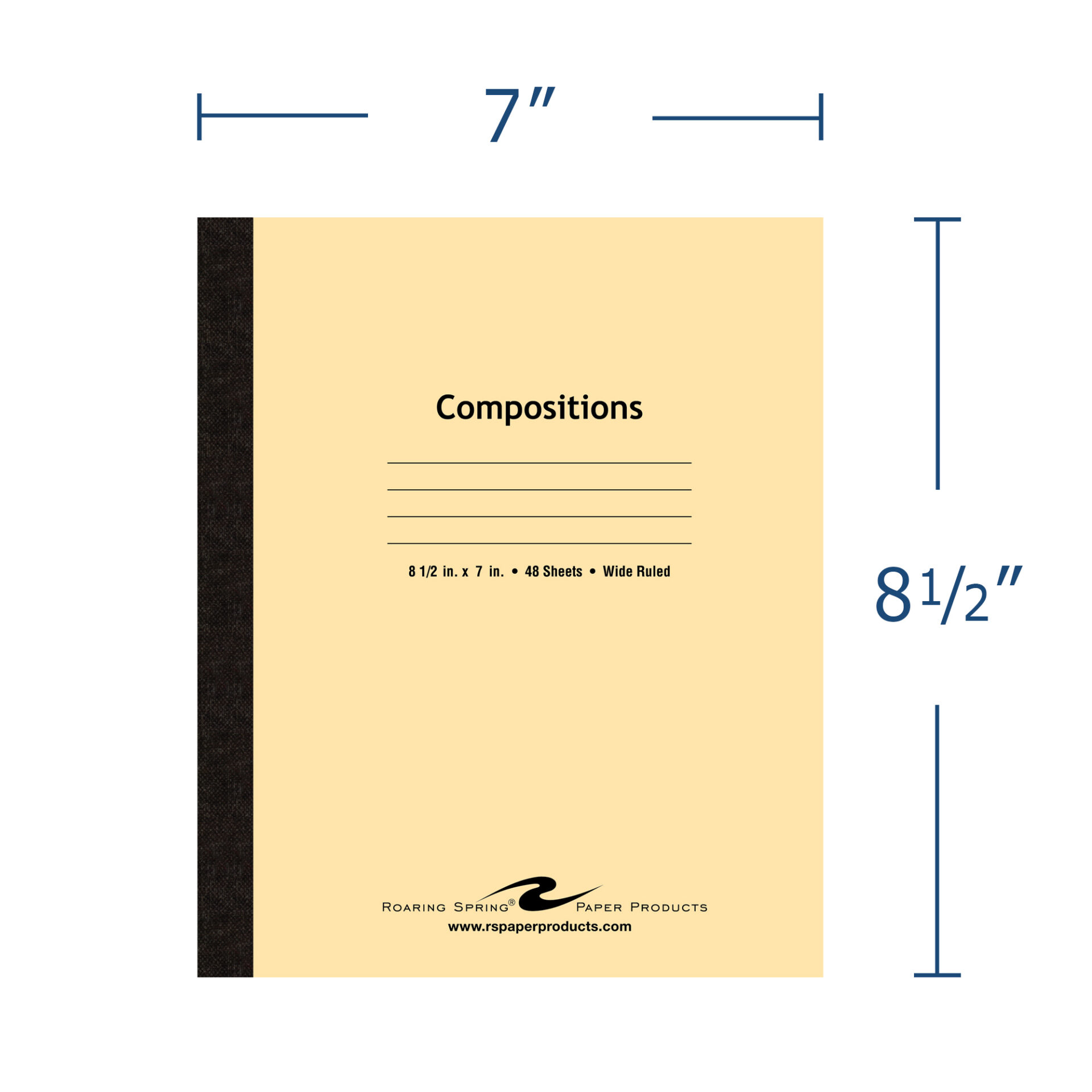 Flexible Cover Composition Book, Wide Ruled, 48 Sheets/96 Pages, Manila Tag Cover