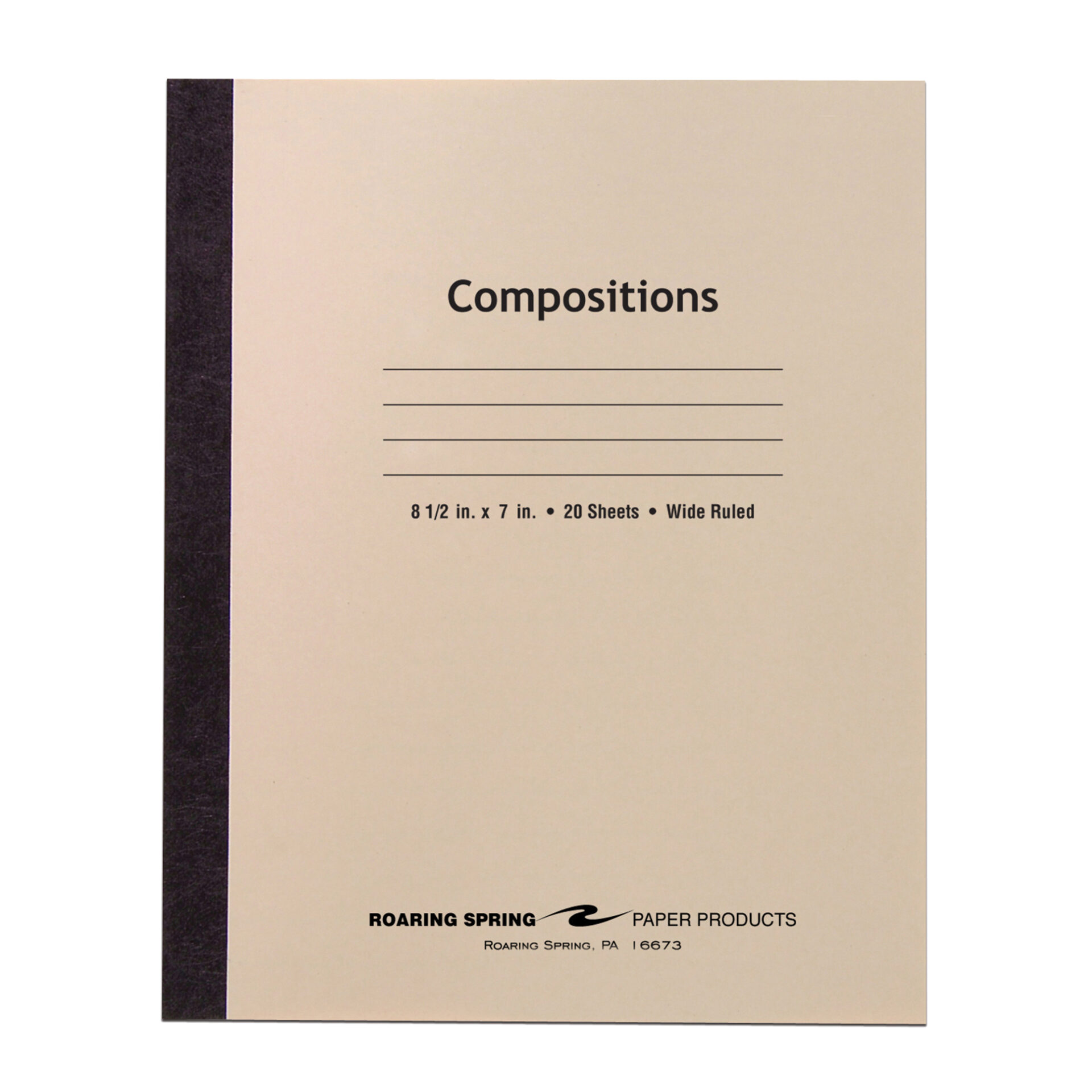Flexible Cover Composition Book, Wide Ruled, 20 Sheets/40 Pages, Manila Tag Cover