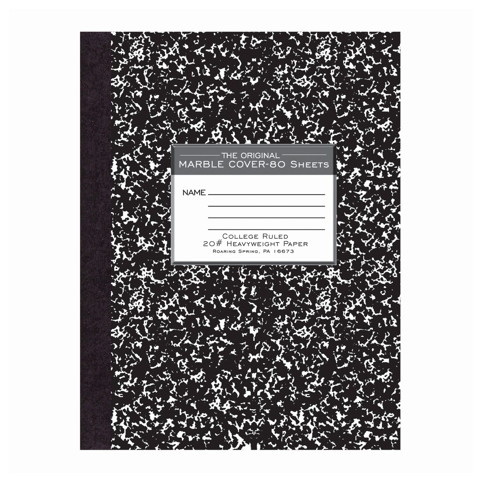 Signature Collection™ Oversized Hard Cover Composition Book, College Ruled, 20 lb. Paper, Black Marble Cover