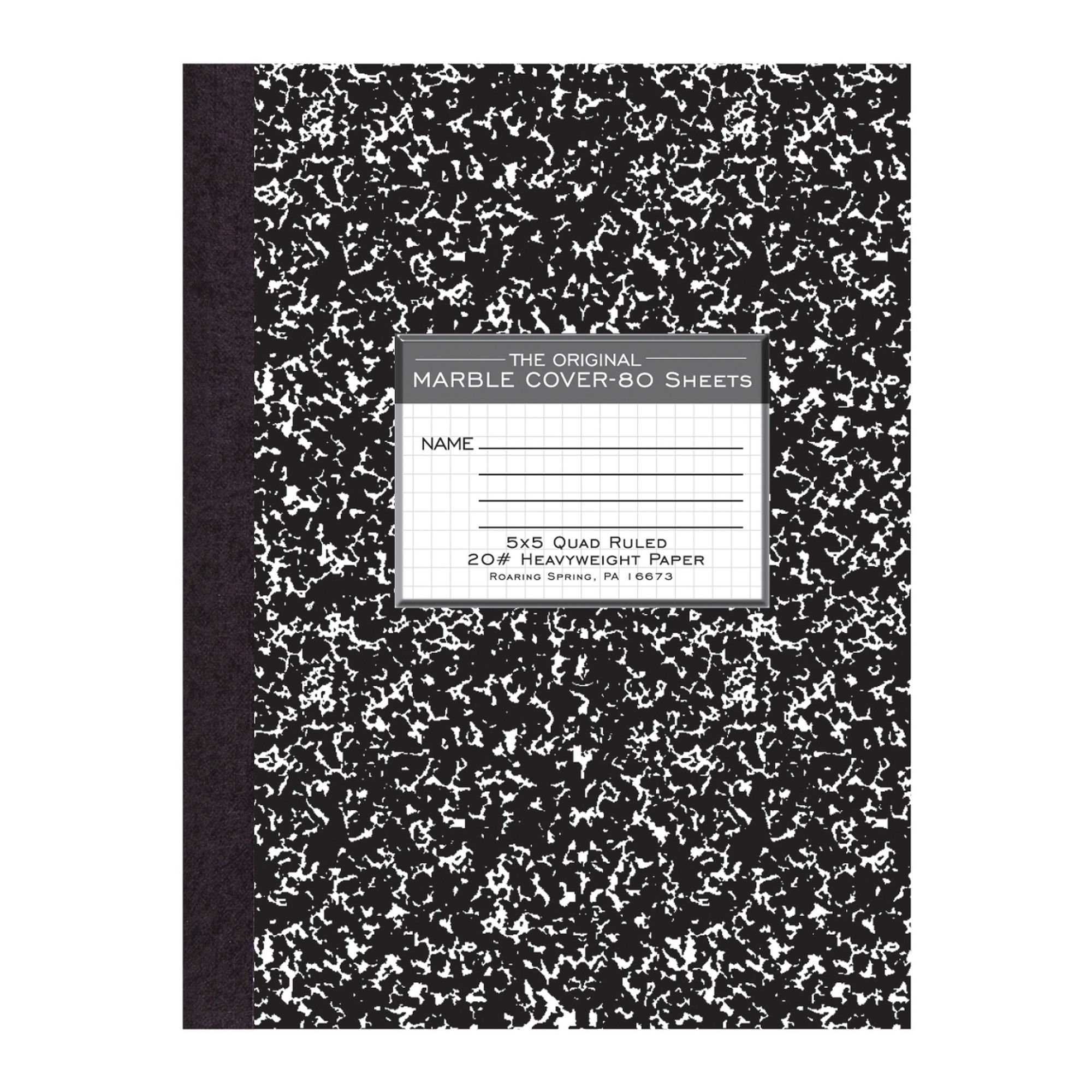 Signature Collection™ Oversized Hard Cover Composition Book, 5x5 Grid Ruled, 20 lb. Paper, Black Marble Cover