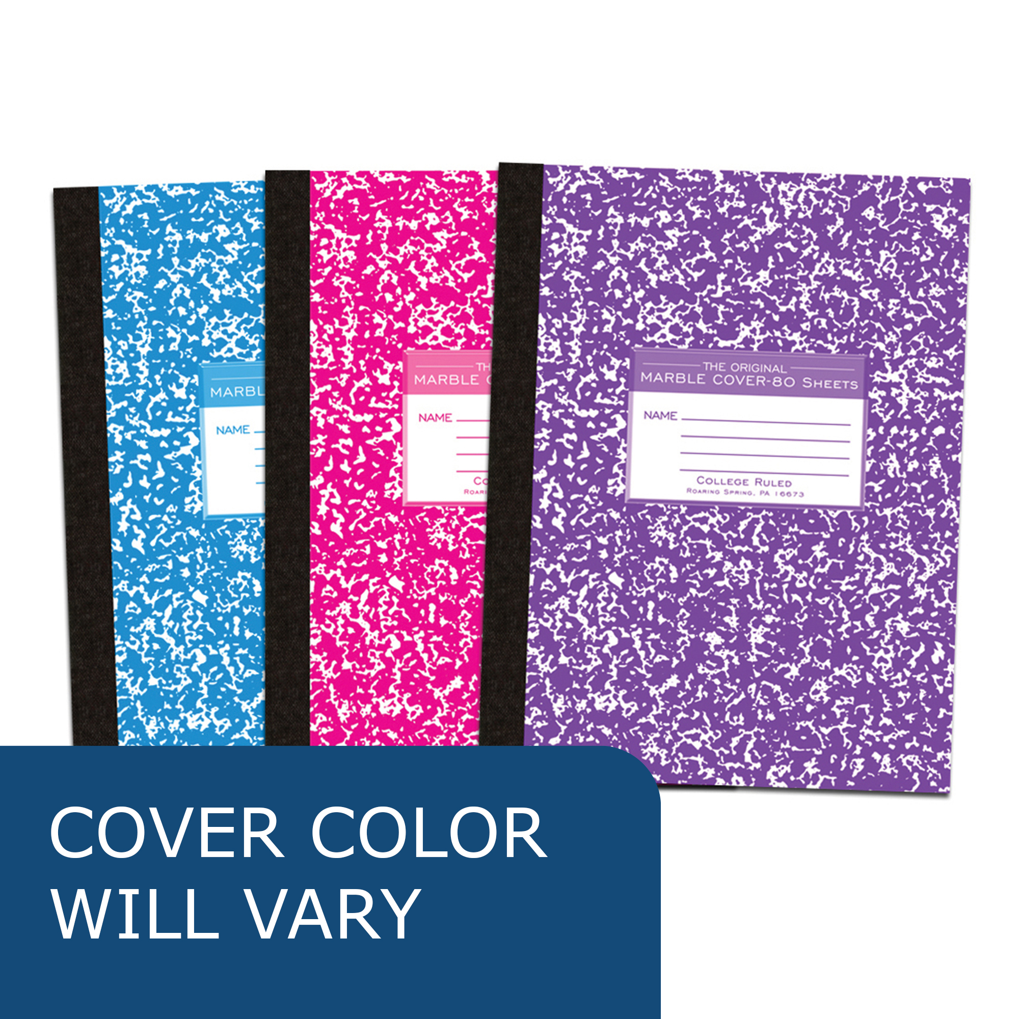 Oversized Flexible Cover Composition Book, College Ruled, Assorted Marble Covers