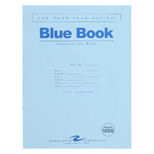 Blue Exam Book, Wide Ruled with Margin, 8.5" x 7", 4 Sheets/8 Pages