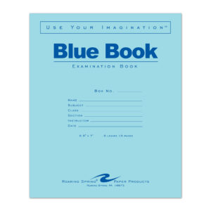 Blue Exam Book, Wide Ruled with Margin, 8.5" x 7", 8 Sheets/16 Pages