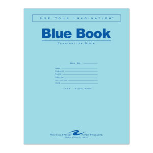 Blue Exam Book, Wide Ruled with Margin, 11" x 8.5", 8 Sheets/16 Pages