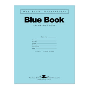 Blue Exam Book, Wide Ruled with Margin, 11" x 8.5", 12 Sheets/24 Pages