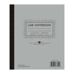 Carbonless Lab Book with Numbered Sets (1-50), 4x4 Grid Ruled, Gray Cover, White/Blue Pages